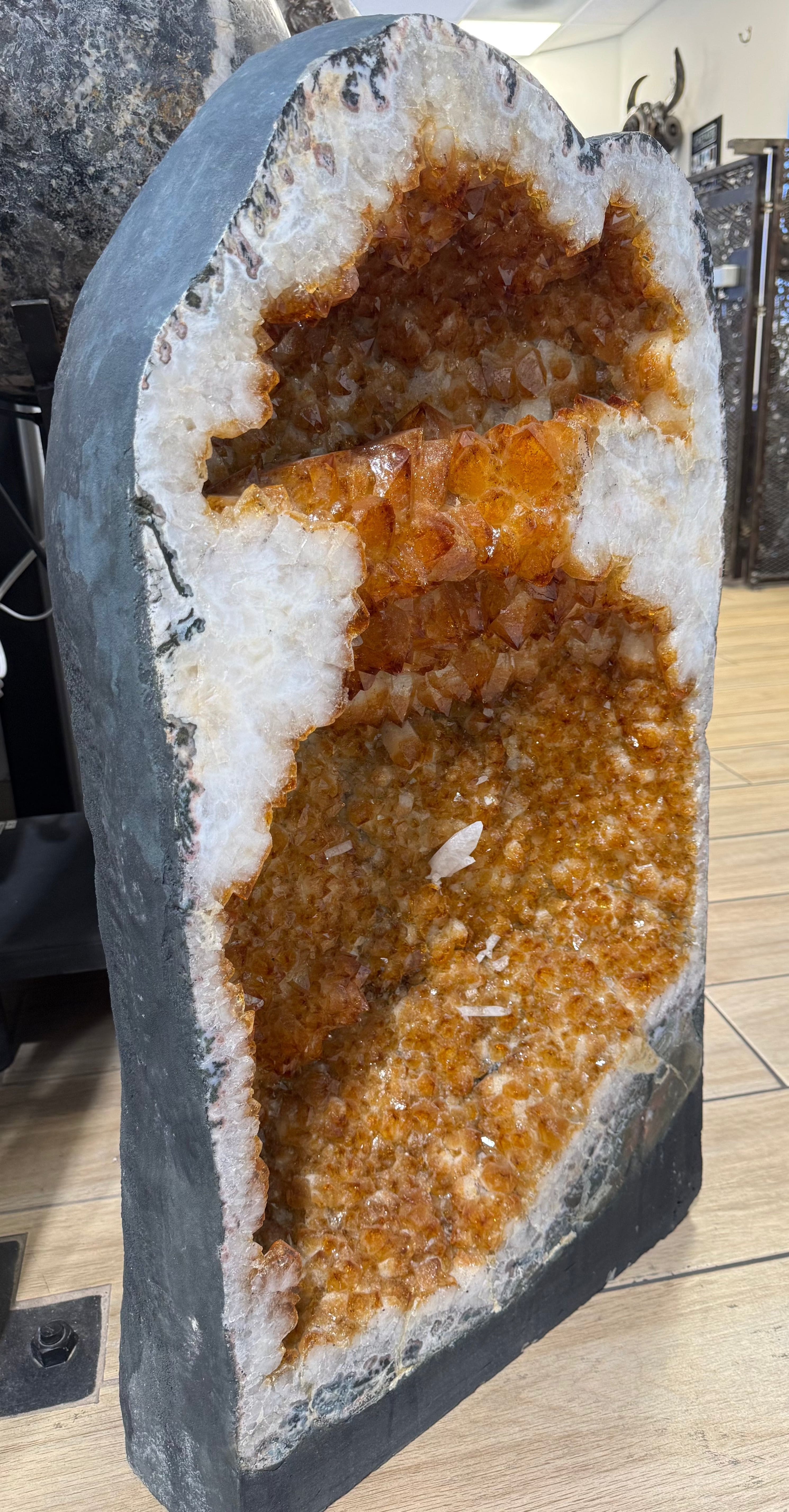 Natural Citrine Geode Cathedral from Brazil - 34 lbs / 238 lbs - Perfect for Home Decor, Crystal Healing & Meditation Space