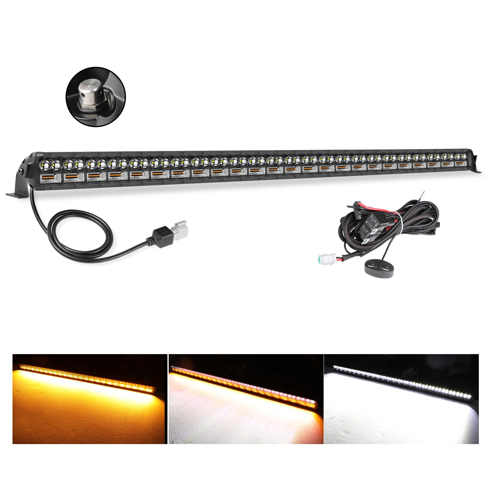 AutoPower Plus 50 Inch LED Light Bar - White & Amber Dual Row Combo for Offroad Trucks, SUVs, Boats - Driving & Flood Lights for Fog, Trail, Camping & Night Adventure