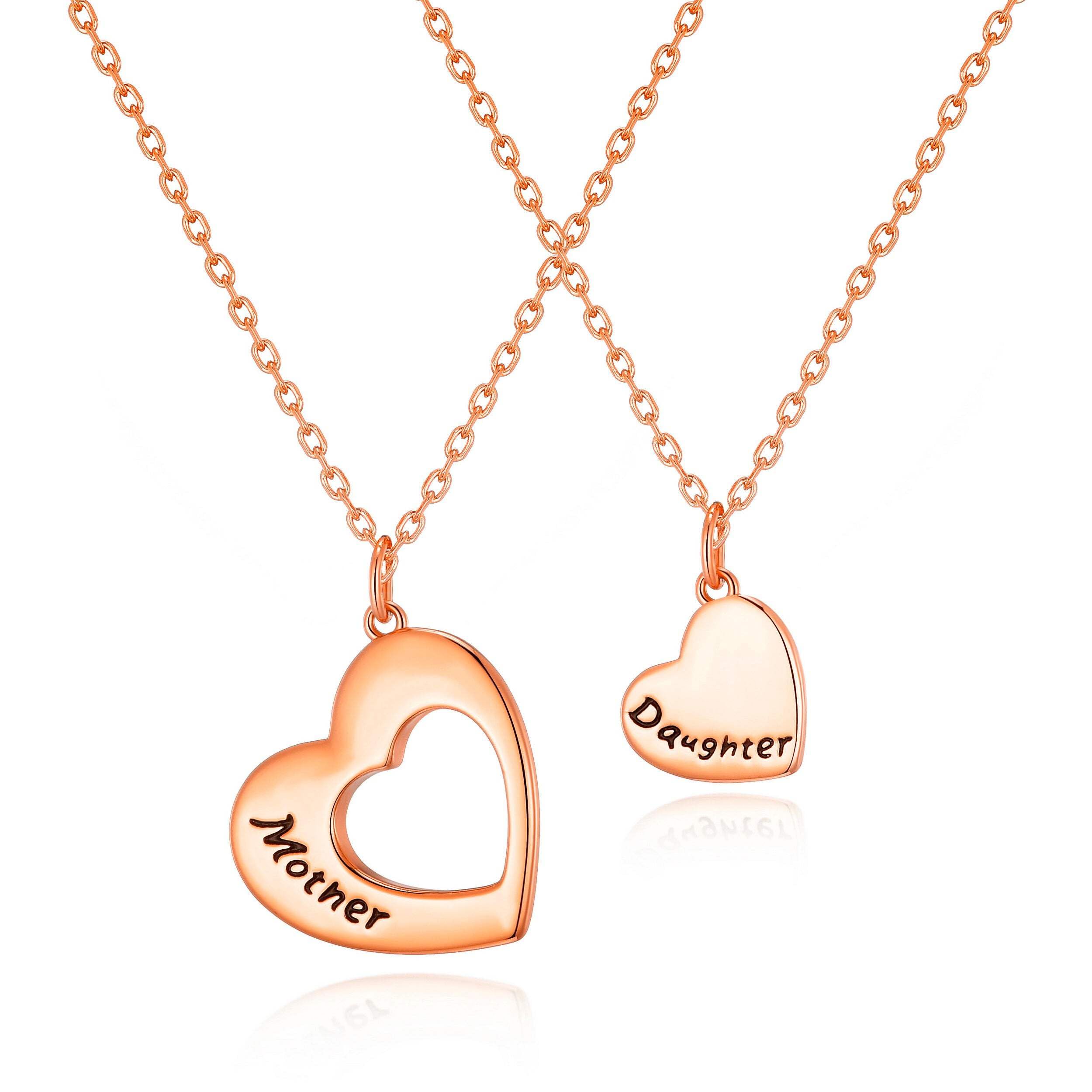 Philip Jones Rose Gold Plated Mother Daughter Necklace Set - Elegant Matching Jewelry Gift for Women, Girls | Perfect for Birthdays, Anniversaries & Mother's Day