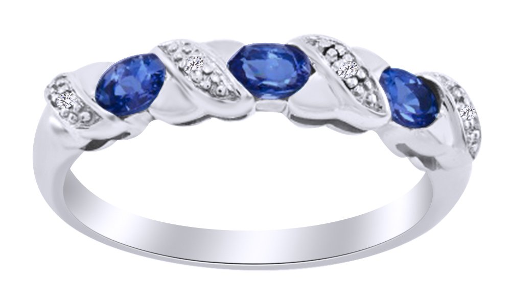 14K Gold Over Sterling Silver Simulated Tanzanite & White Diamond Wedding Ring for Women - Elegant Bridal Jewelry for Engagement, Anniversary & Special Occasions