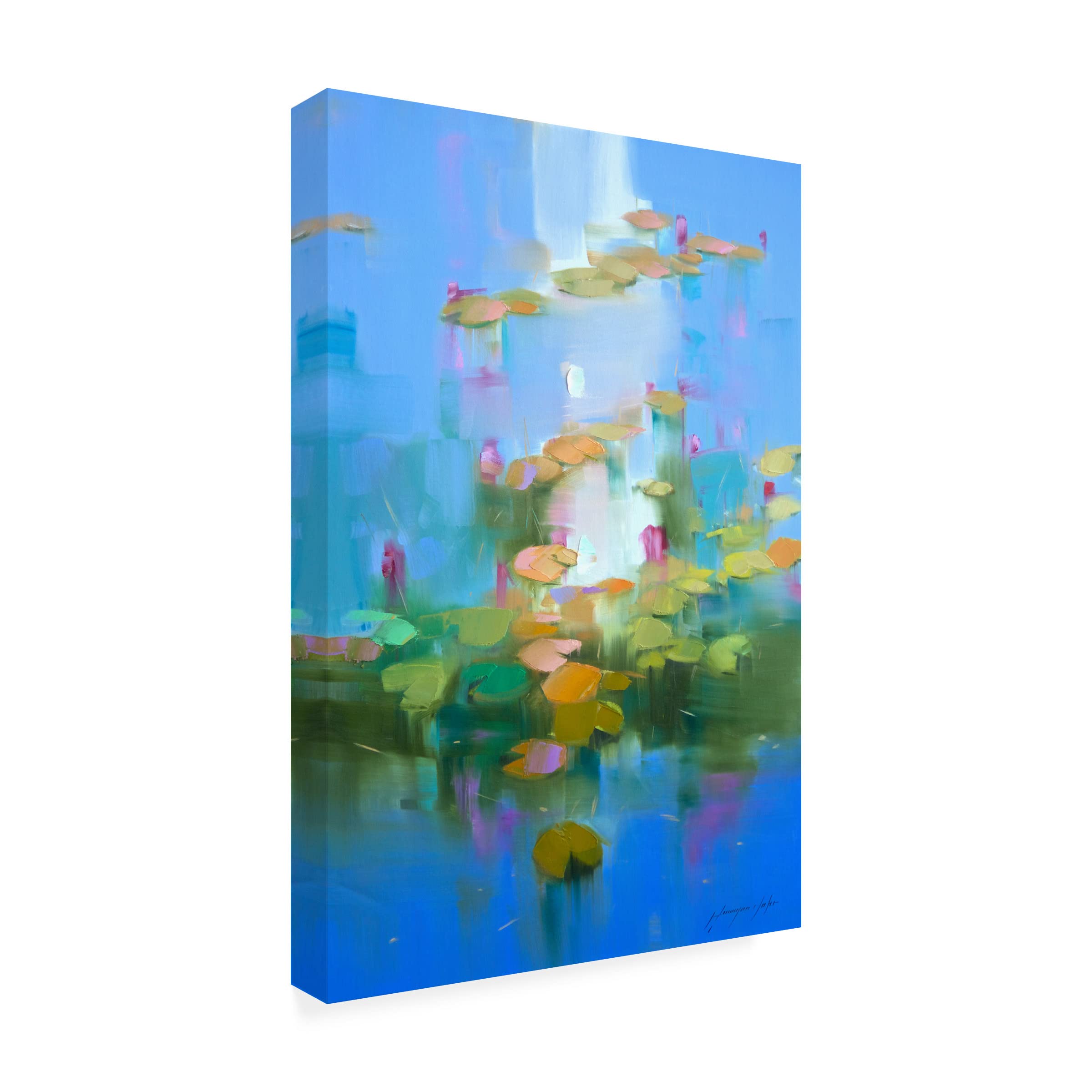 Trademark Fine Art 'Waterlilies' by Vahe Yeremyan - Hand-Painted Canvas Wall Art for Living Room, Bedroom & Office Decor | Impressionist Floral Painting