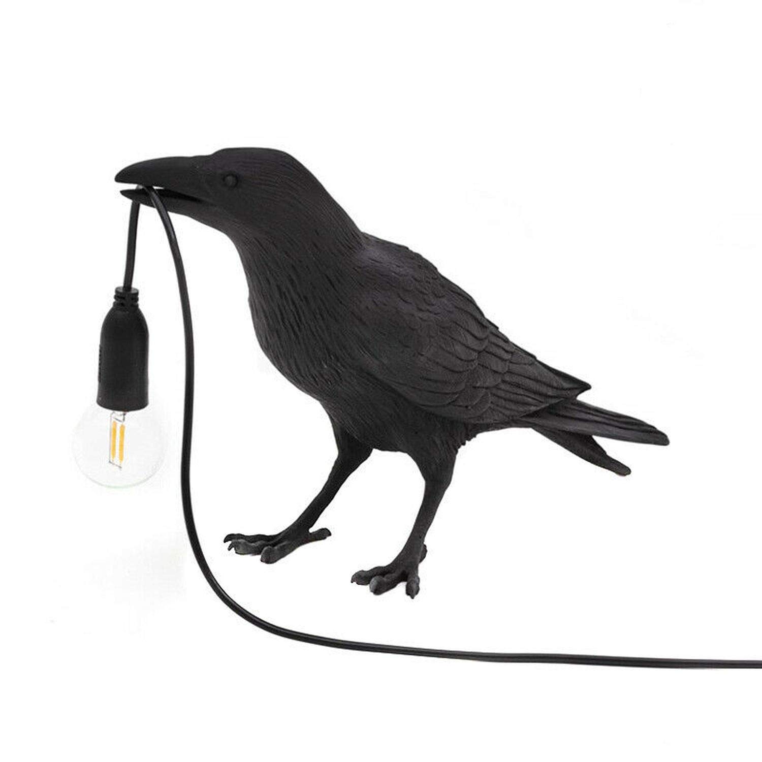 Black Crow Table Lamp - Modern Bird Desk Light for Bedroom, Office & Living Room - Adjustable Standing Lamp for Reading, Decor & Ambient Lighting