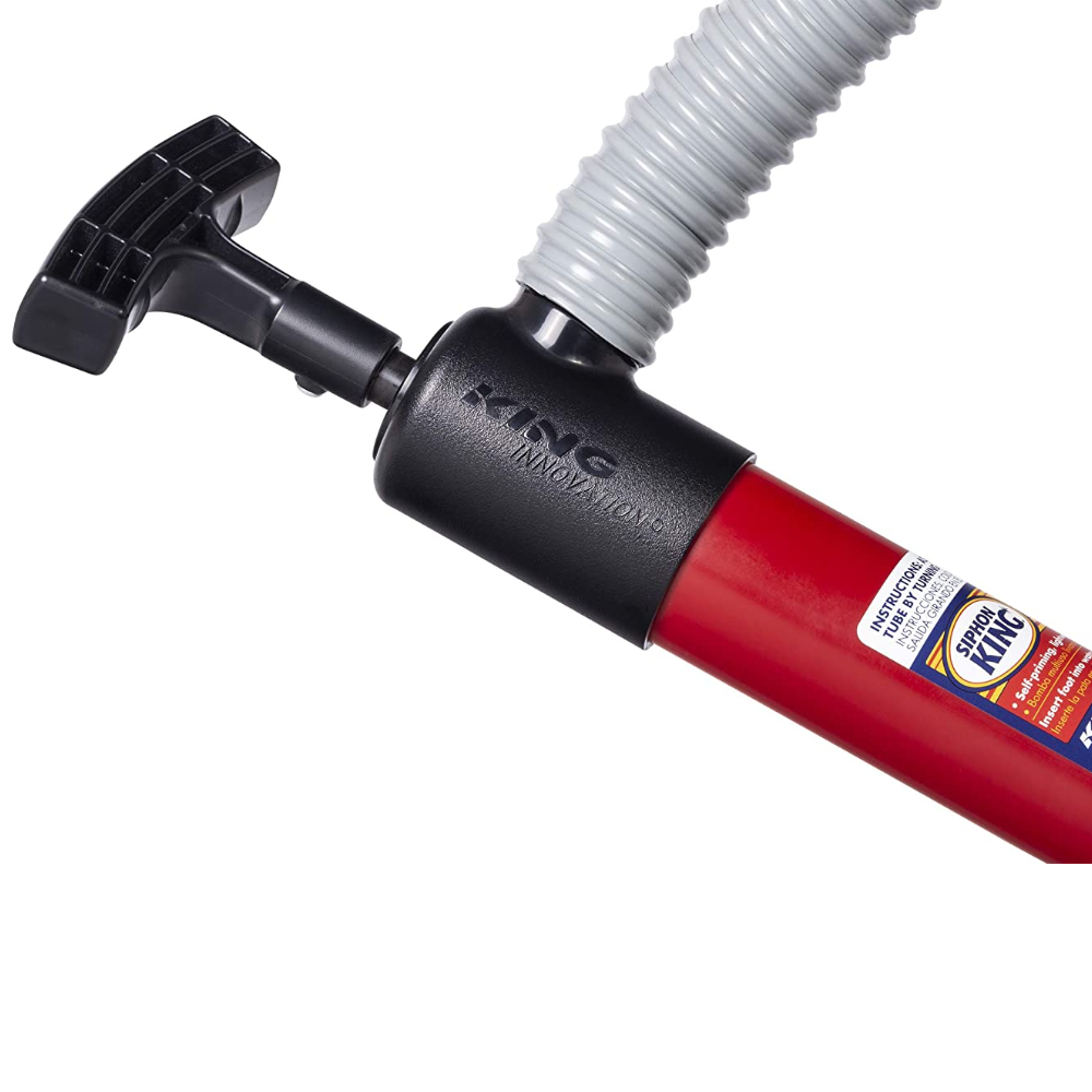 King 48024 Siphon Pump - 24 Inch Heavy Duty Hand Pump with 36 Inch Hose for Water, Oil, Fuel Transfer - Ideal for Home, Garage, Farm, and Emergency Use