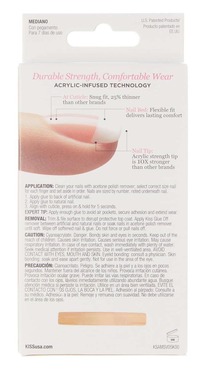 KISS Salon Acrylic French Nails Kit - Medium Length False Nails with Glue (2 Pack) | Perfect for Parties, Weddings & Special Occasions