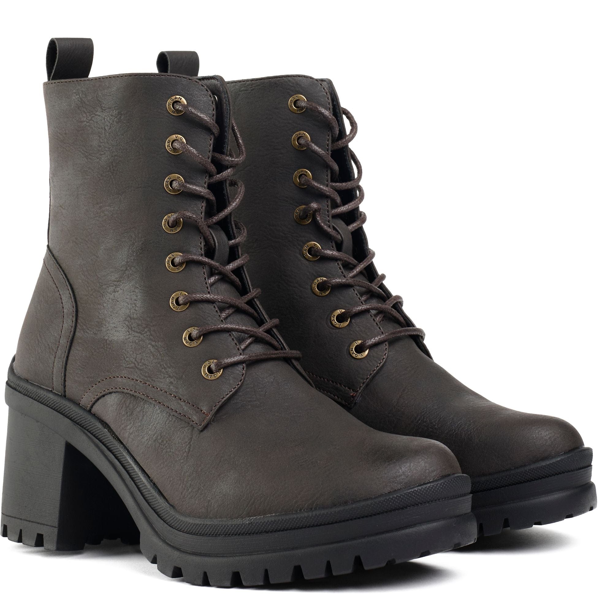 Guava Women's Vegan Leather Lace Up Ankle Boots - Brown | Stylish & Comfortable for Fall, Winter & Everyday Wear