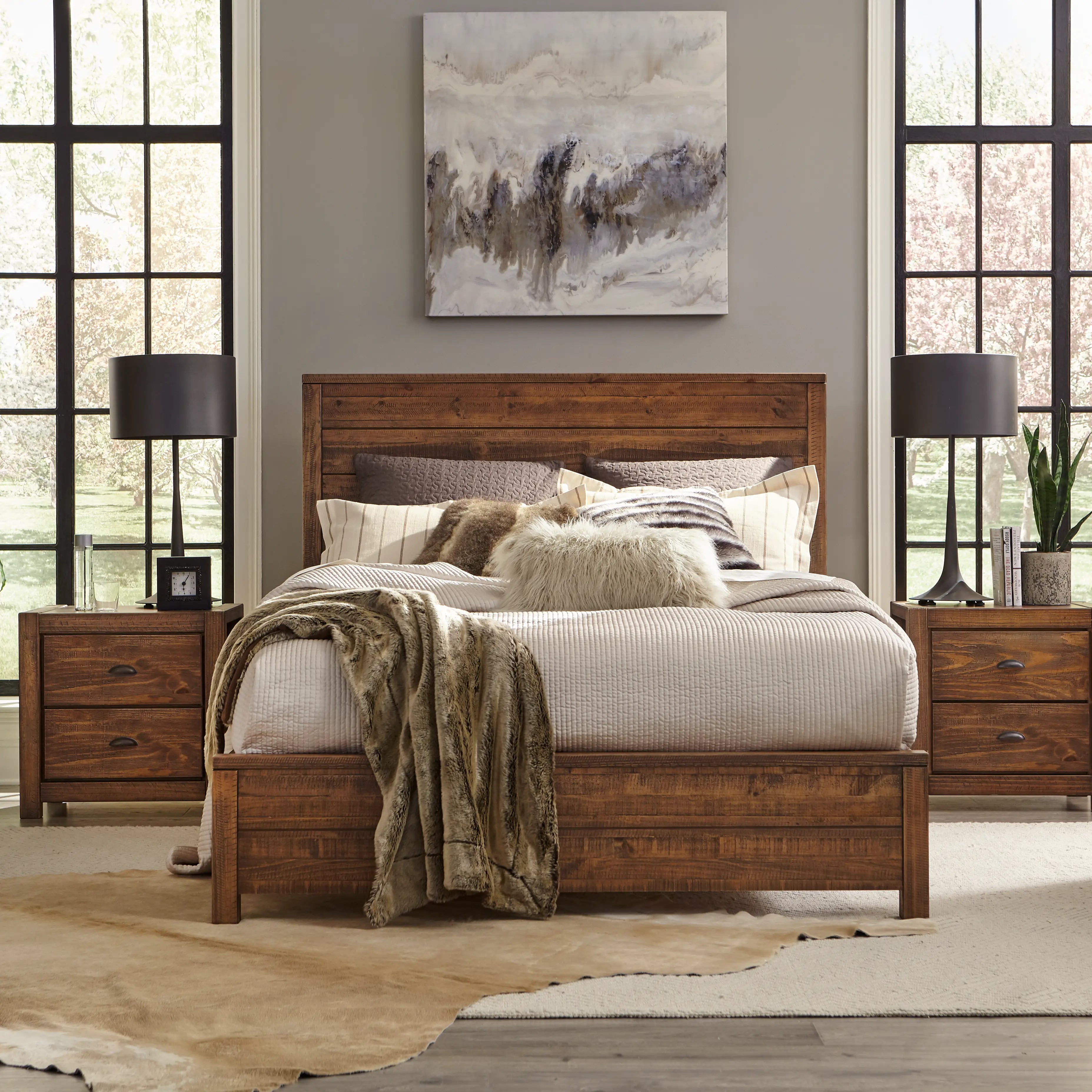 Montauk 5-Piece Bedroom Set - Queen Size Bed, Dresser, Nightstands & Mirror - Modern Farmhouse Furniture for Cozy Home Decor