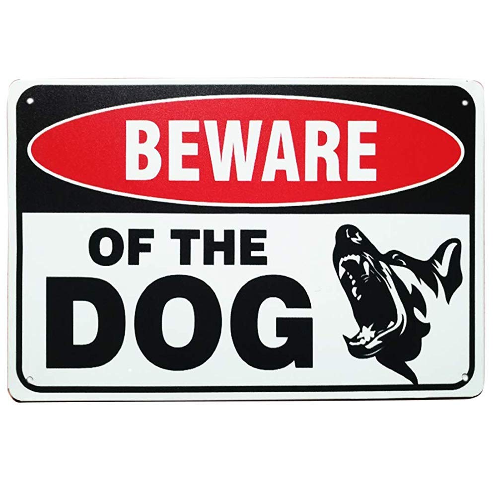 Beware of Dog Metal Sign - 8x12 Inch Vintage Tin Sign with Ferocious Dog Graphic for Indoor & Outdoor Use - Perfect for Yard, Garden, Garage, and Home Decor