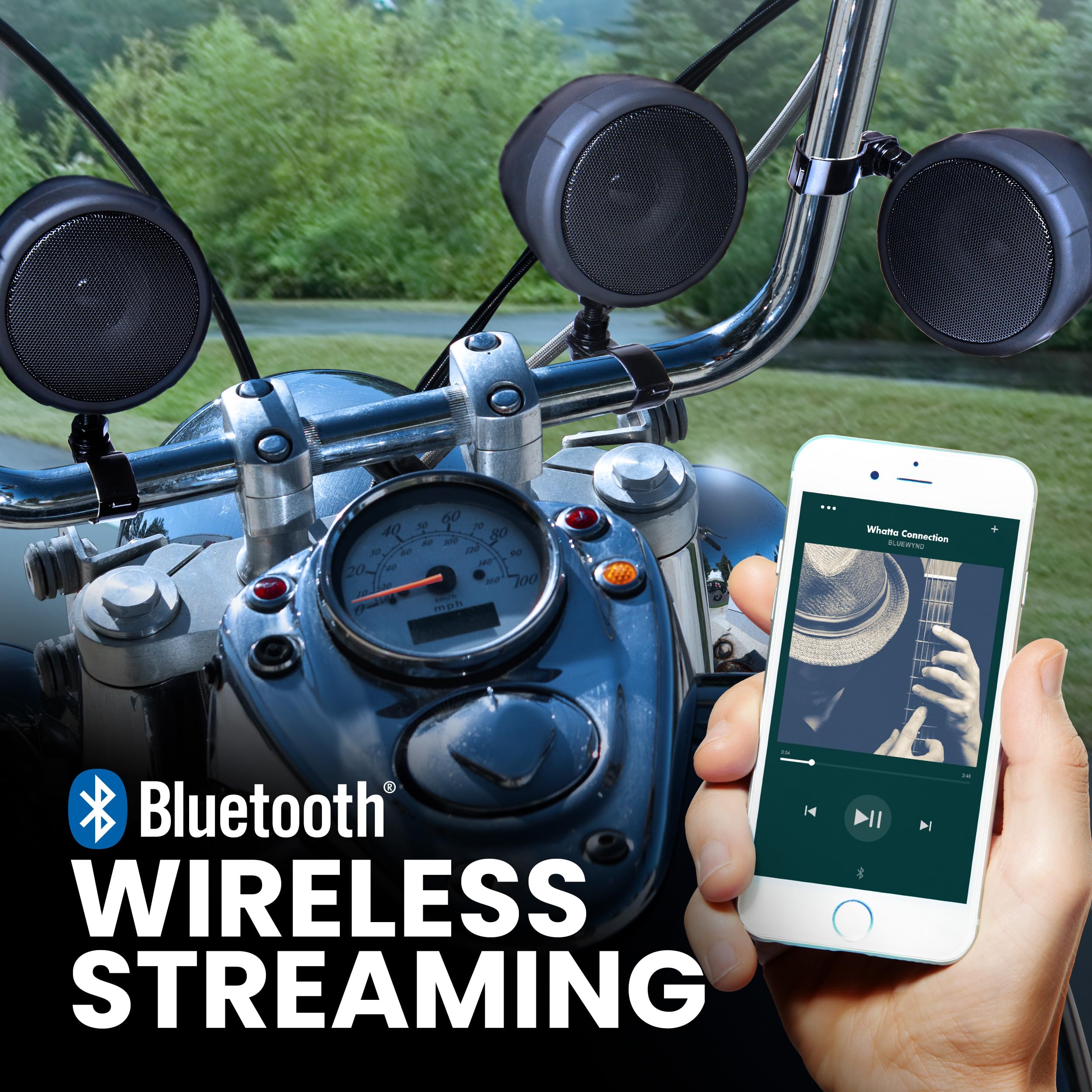 BOSS Audio Systems MCBK475BA 3 Inch Waterproof Motorcycle Speakers with Built-in Amplifier & Bluetooth - Wireless Streaming, Weatherproof Design, Volume Control, ATV/UTV Compatible - Perfect for Motorcycles, ATVs, UTVs & Outdoor Adventures