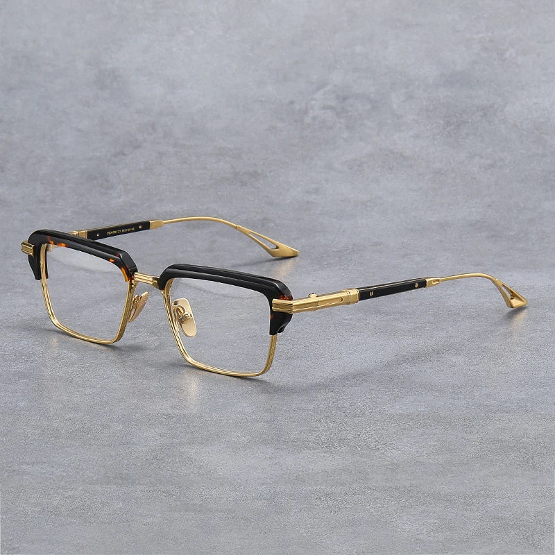 Stylish Unisex Black Titanium Acetate Square Eyeglasses - Lightweight Durable Full-Rim Frames for Men & Women | Perfect for Work, Reading & Fashion Accessories