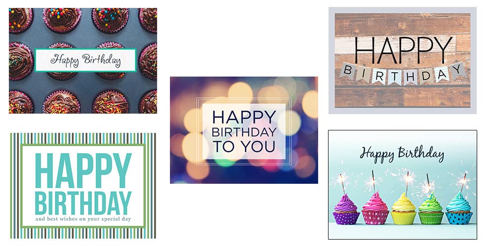 CEO Cards - 25-Pack Birthday Greeting Cards with Envelopes, 5 Unique Designs (5 of Each), 5x7 Inch Blank Inside Cards for Office, Coworker & Business Celebrations - 26 White Envelopes Included (VP1603)