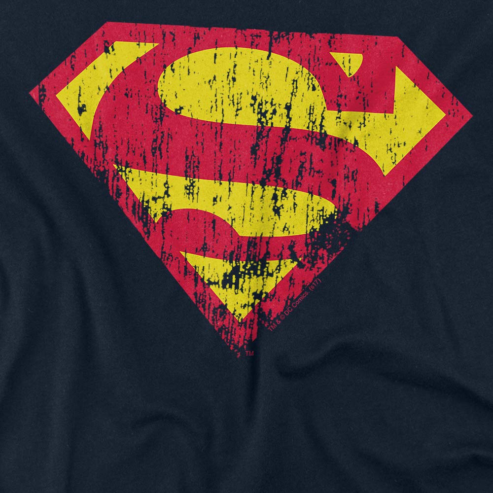 Superman Classic Logo Distressed Women's T-Shirt | Vintage Superhero Graphic Tee for Casual Wear & Cosplay