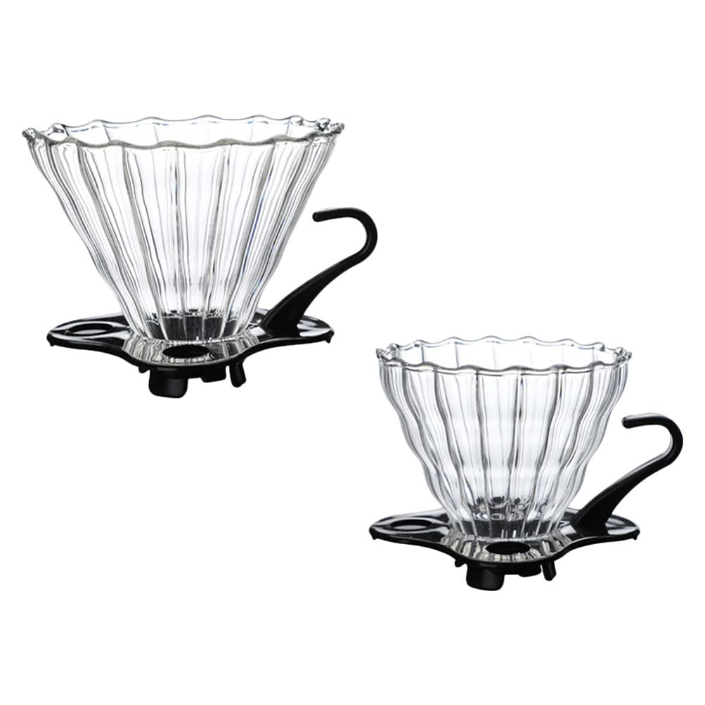 Jojofuny 2-Pack Glass Pour Over Coffee Dripper - Reusable Cone Filter for Slow Brewing, Compatible with V60 & Chemex - Perfect for Home, Office & Camping Coffee Making
