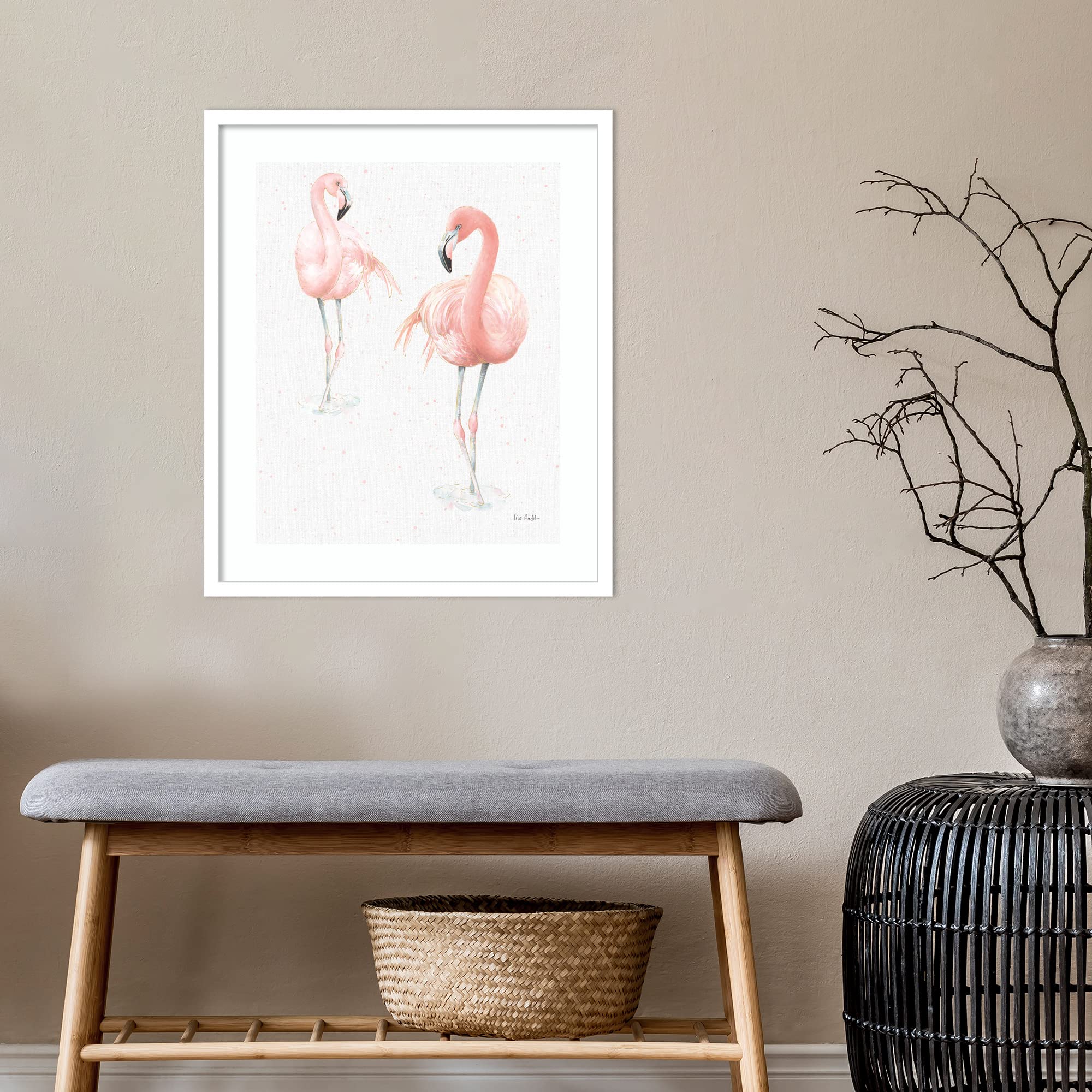 Amanti Art Framed Wall Decor - 25x21 Gracefully Pink XI Light Reversed by Lisa Audit, Modern Animal Print Painting for Contemporary Home & Office Decor - Perfect for Living Room, Bedroom, Bathroom & Office Spaces