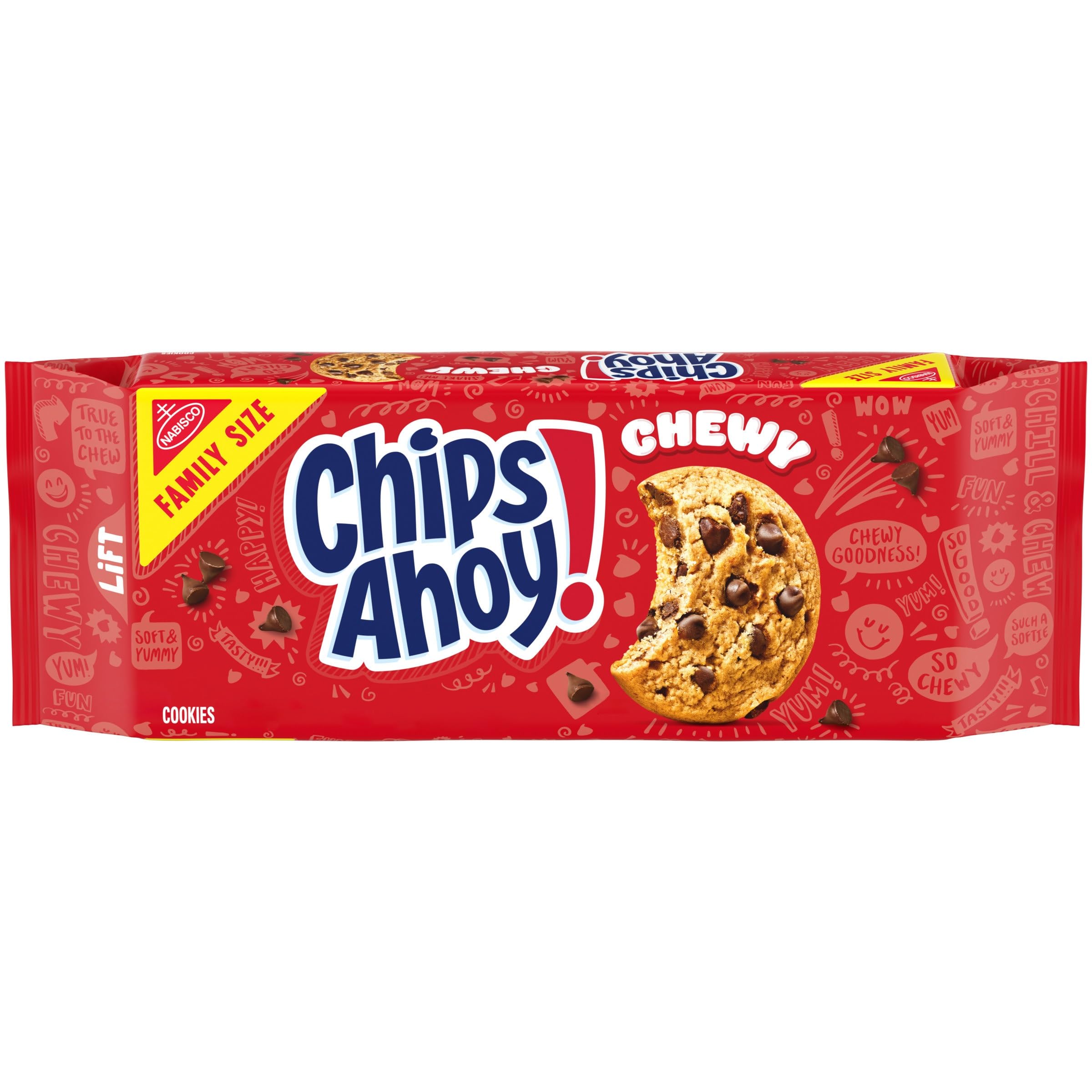 CHIPS AHOY! Chewy Chocolate Chip Cookies - Family Size 19.5 oz (Pack of 1) - Soft & Chewy Homemade Style Cookies - Perfect for Snacks, Lunch Boxes & Parties