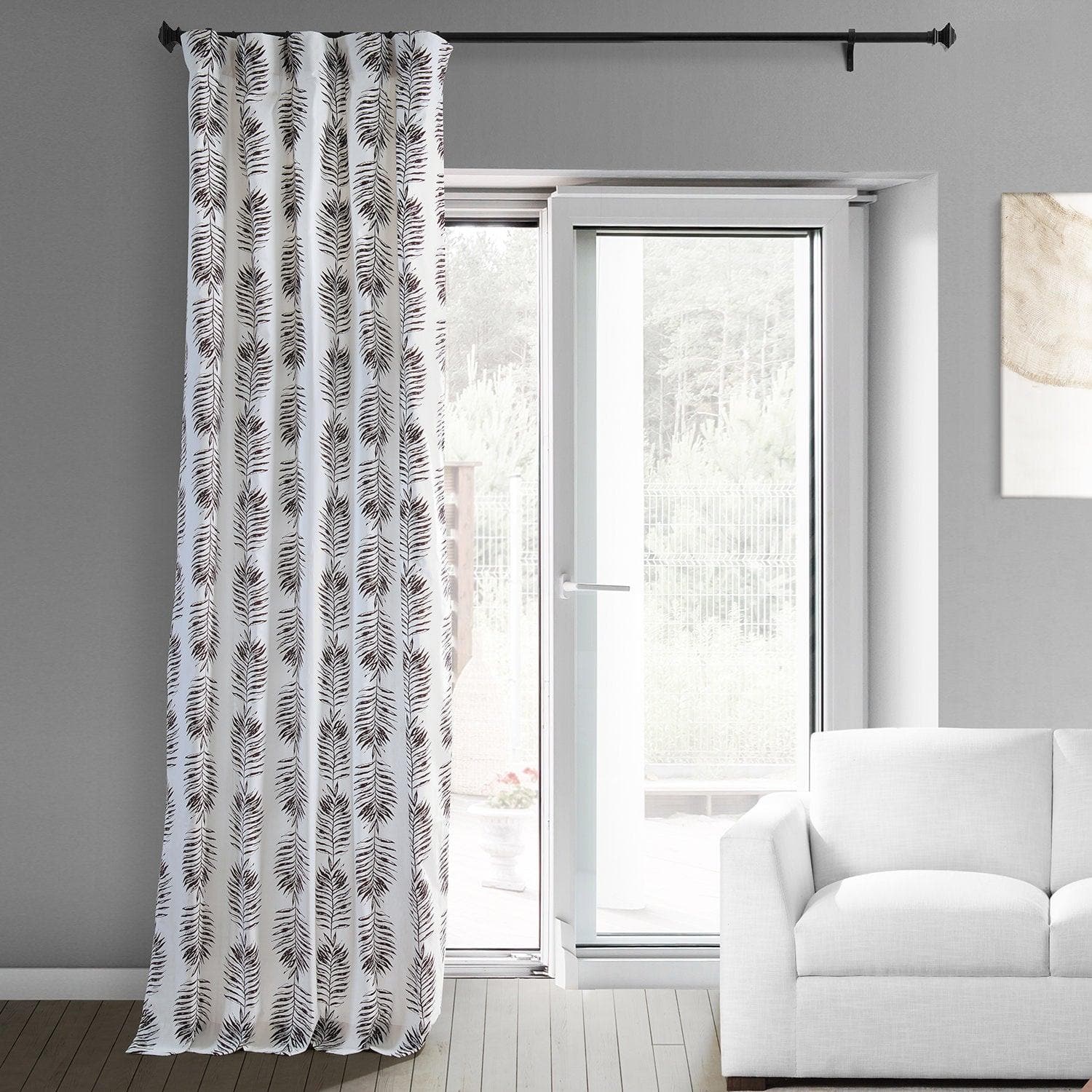 Custom Floral Printed Cotton Curtains in Sago Nut Brown - Elegant Window Treatments for Living Room, Bedroom & Home Decor