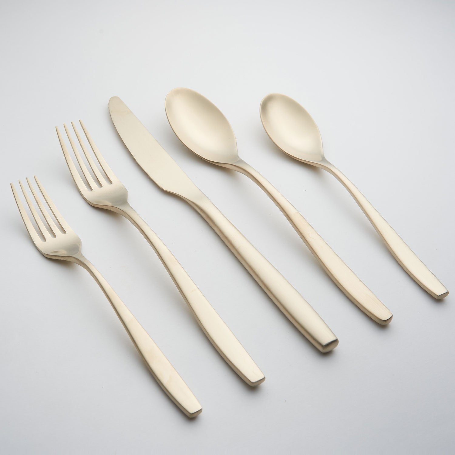 Averie Champagne Satin 20-Piece Flatware Set - Elegant Stainless Steel Cutlery for Fine Dining, Wedding Gifts & Formal Dinner Parties