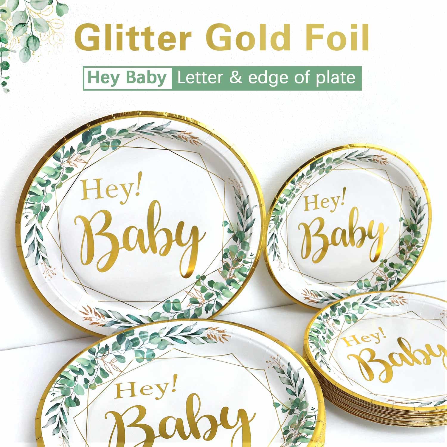 125-Piece Sage Green Baby Shower Tableware Set - Gender Neutral Paper Plates, Cups, Napkins & Forks for 25 Guests | Perfect for Baby Shower Decorations, Gender Reveal Parties & Coed Celebrations