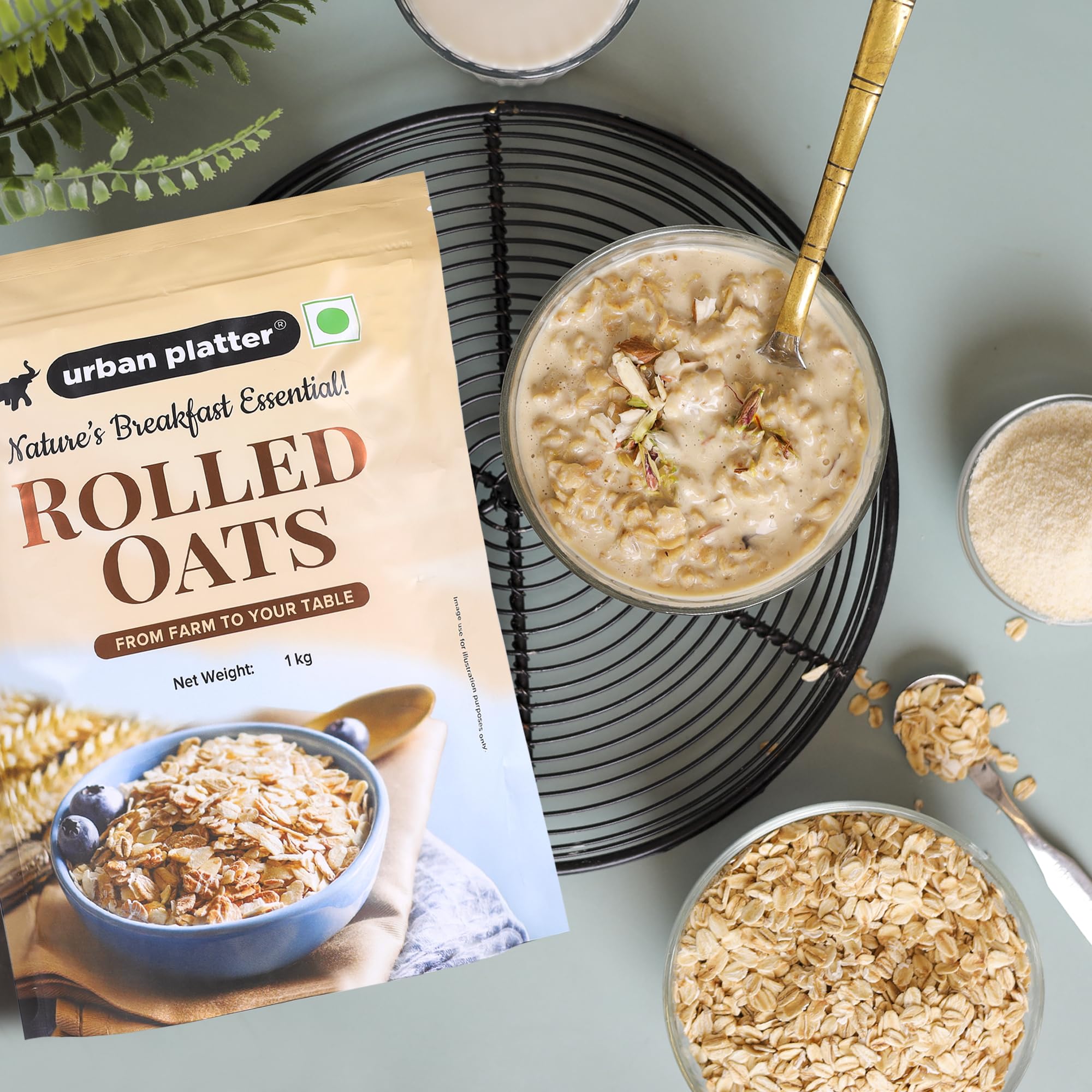 Organic Rolled Oats 1kg - High Fiber, Gluten Free, Non-GMO Breakfast Cereal - Perfect for Oatmeal, Smoothies & Baking - Healthy Whole Grain for Weight Loss & Heart Health