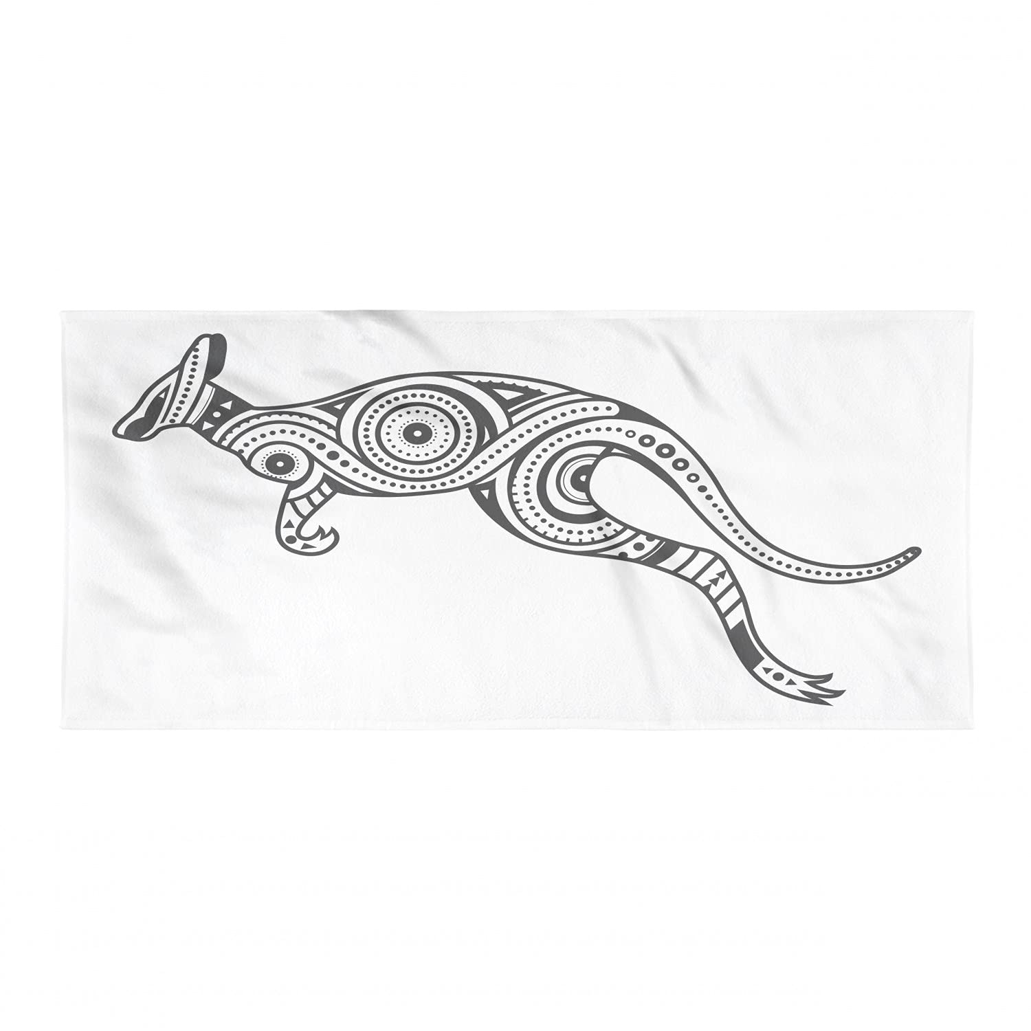 Ambesonne Aboriginal Hiking Towel - Quick Dry Lightweight Microfiber with Nature Themed Kangaroo Pattern for Camping, Backpacking & Outdoor Sports - Charcoal Grey & White - Perfect for Beach, Gym & Travel Accessories