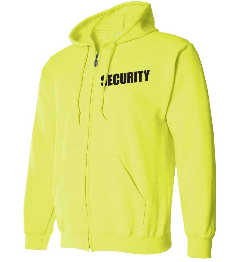 Men's Safety Green Full Zip Up Hoodie - High Visibility Workwear for Construction, Outdoor & Security Jobs