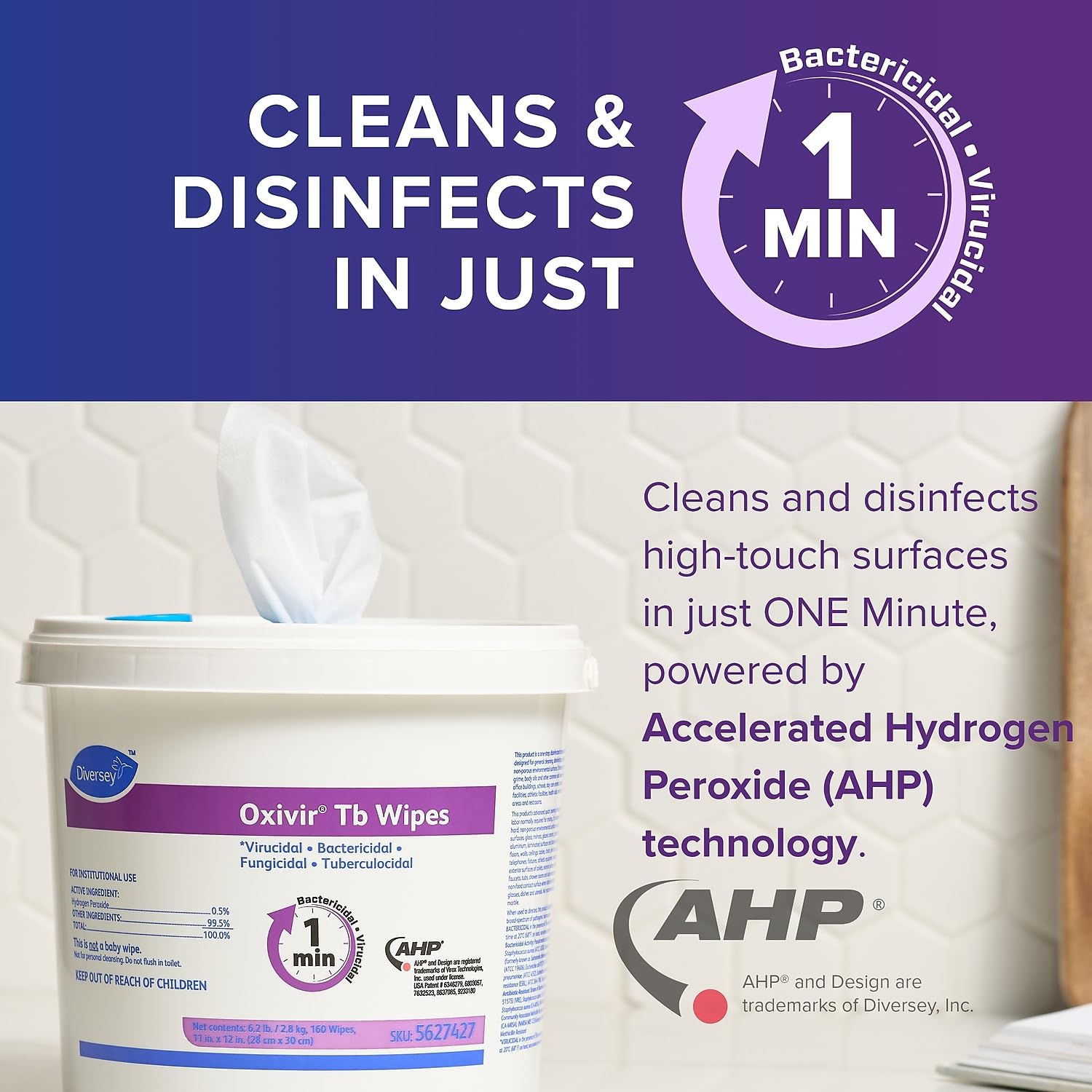 Oxivir TB Disinfectant Wipes - Hospital-Grade Cleaning Wipes (160 Count/Bucket, 4 Buckets/Carton) for Healthcare, Schools & Offices - Kills 99.9% of Germs & Viruses