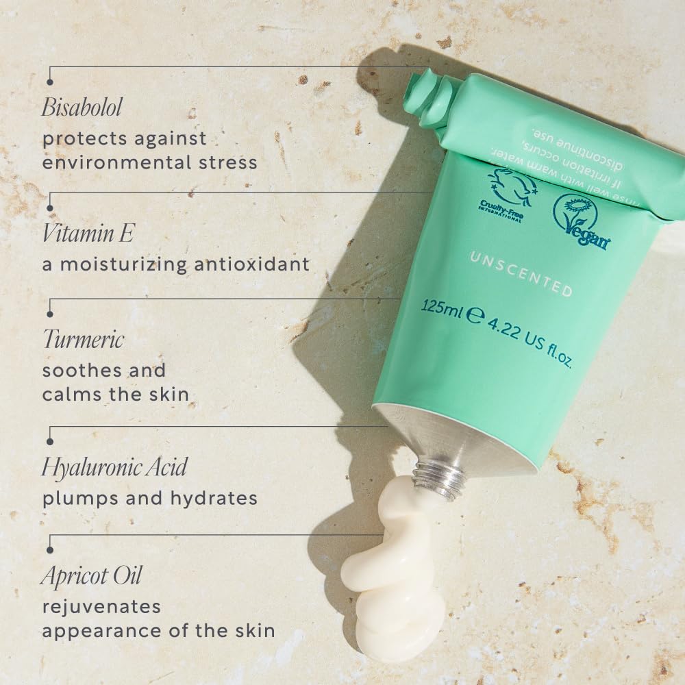 Organic Cleansing Cream for Sensitive Skin - Dermatologist Approved, Vitamin E & Aloe Vera Facial Cleanser | Vegan, Cruelty-Free, Palm Oil Free, Unscented | 4.22 fl oz | Gentle Daily Face Wash for Dry, Oily & Combination Skin Types