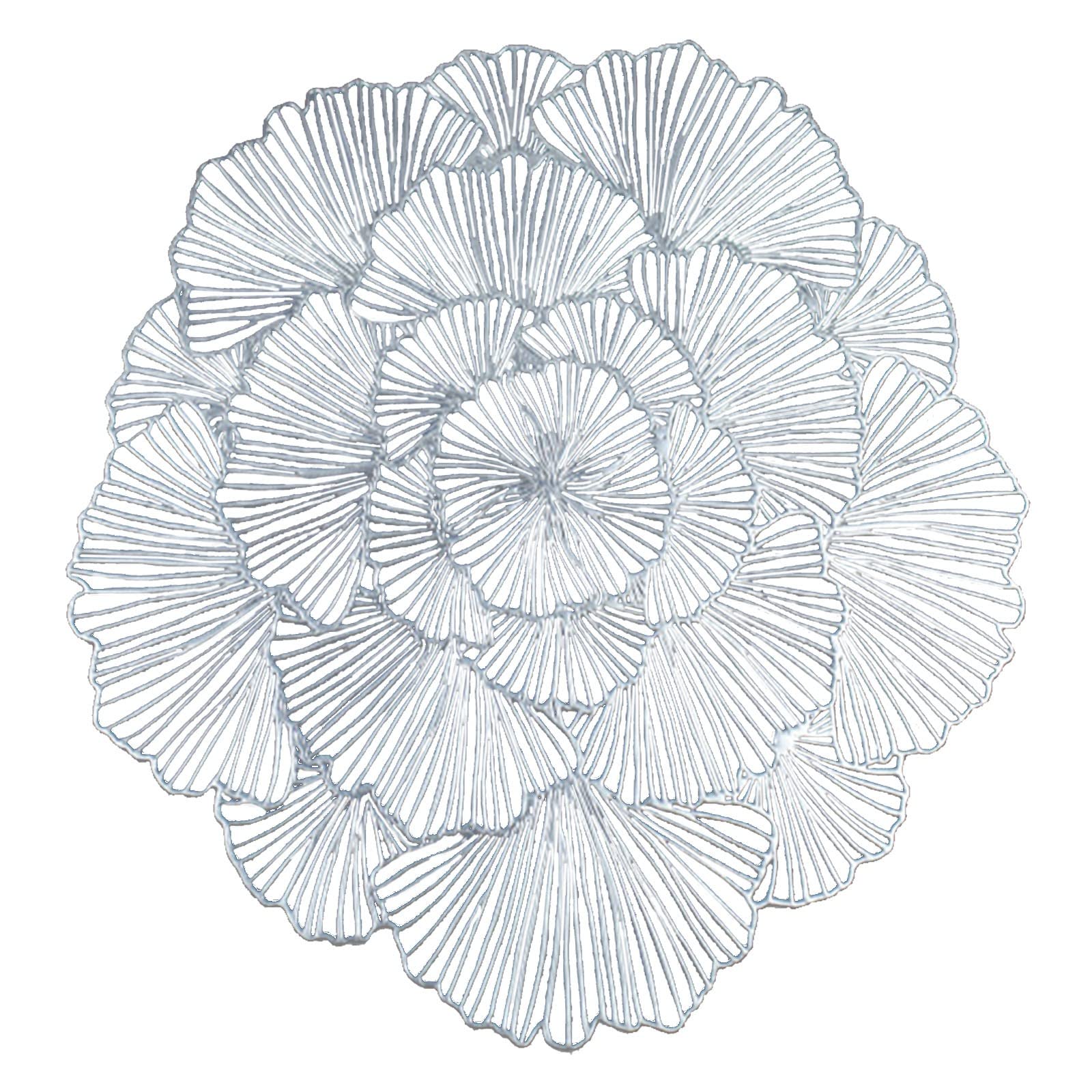 Elegant Round Vinyl Placemats Set of 2 - Silver, One Size - Easy to Clean Table Mats for Dinner Party, Coffee Cup, and Home Decor - Perfect for Dining Table, Kitchen, and Party Decorations