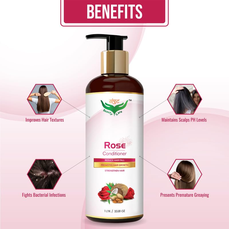 Rose Hair Conditioner for Oily Hair - Reduces Excess Oil & Promotes Hair Growth - Strengthens & Nourishes Hair - Perfect for Daily Hair Care & Scalp Health