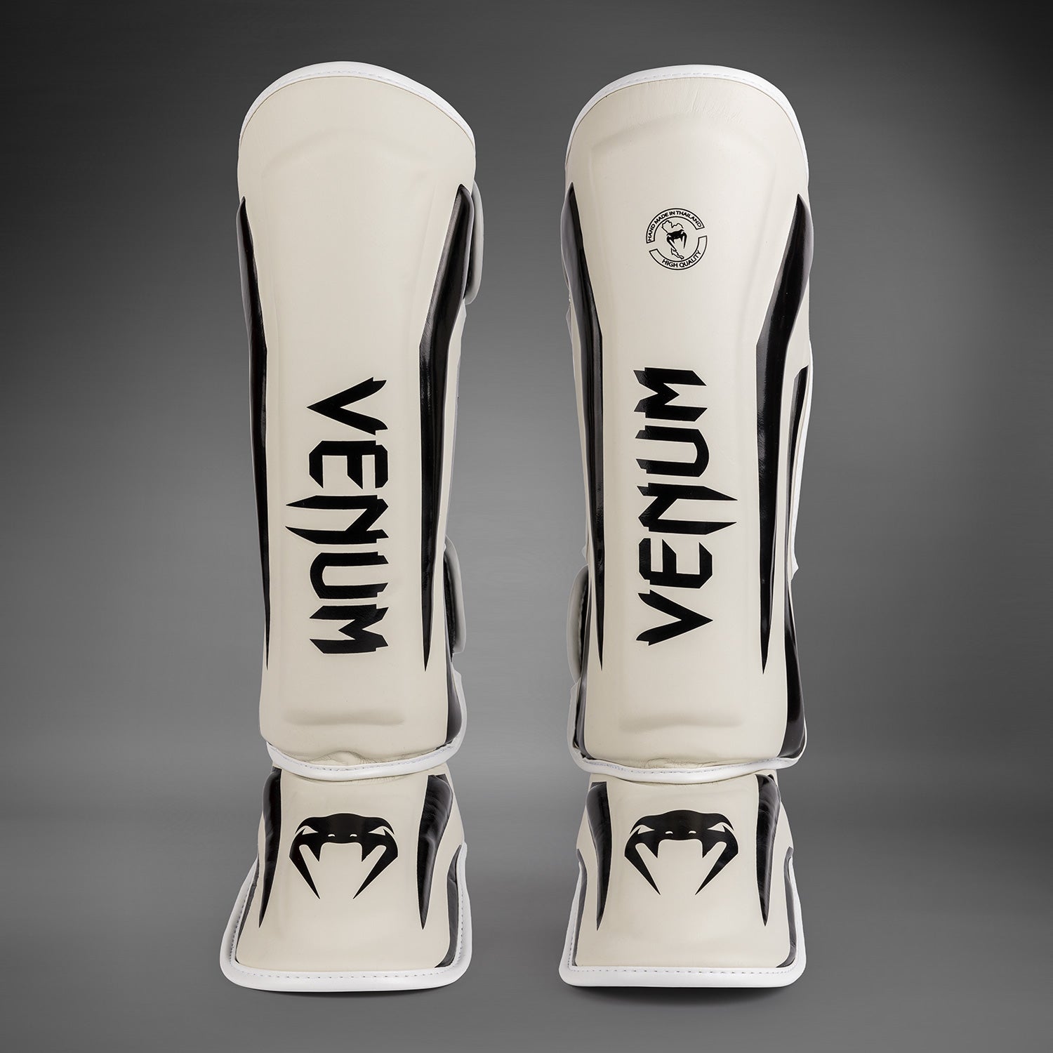 Venum Elite Standup Shinguards for MMA & Kickboxing - White/Black - High-Performance Leg Protection for Training & Competition
