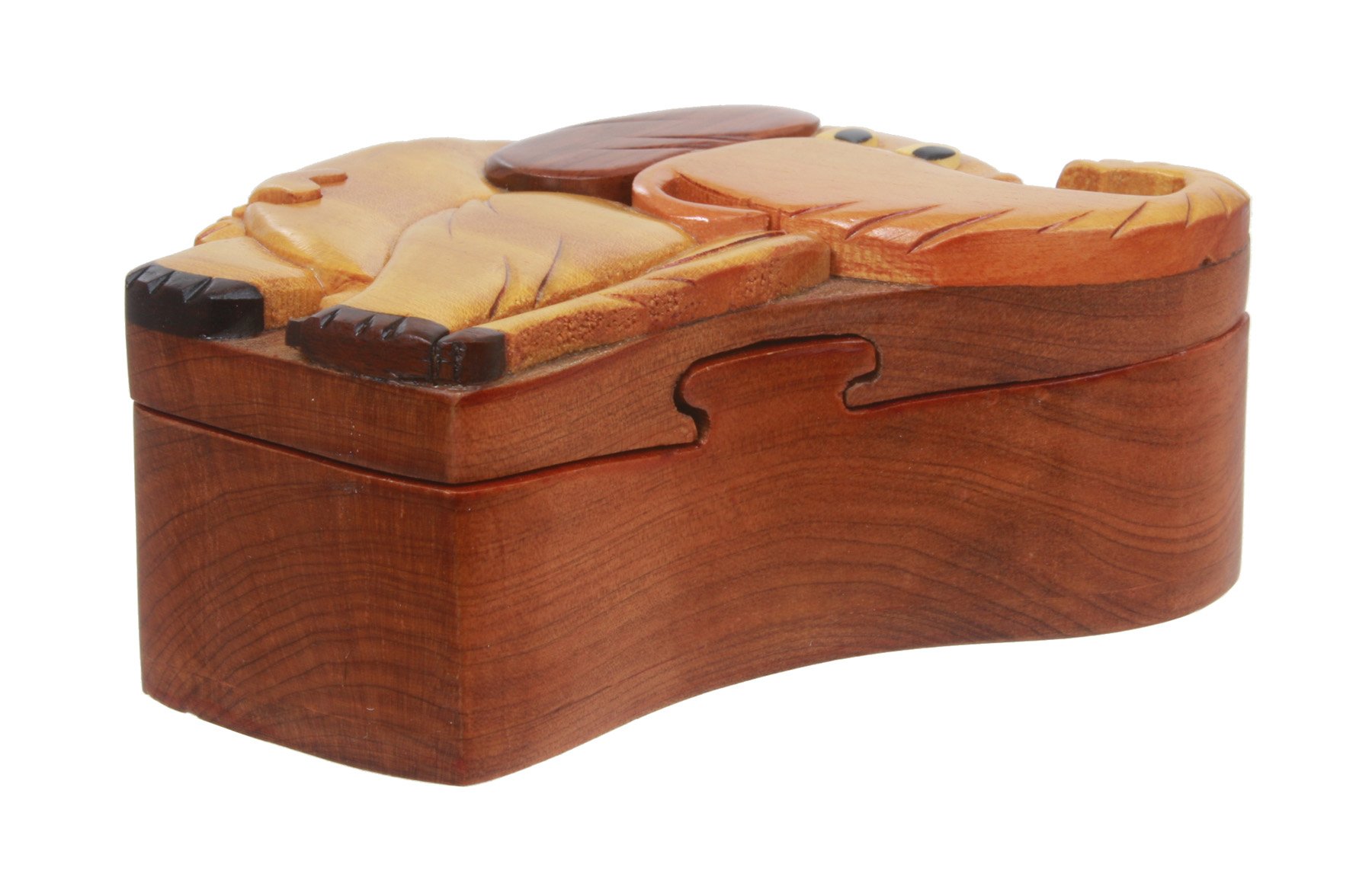 Handmade Wooden Elephant Puzzle Box for Jewelry Storage - Secret Hidden Compartment - Perfect Gift for Home Decor, Birthday & Christmas