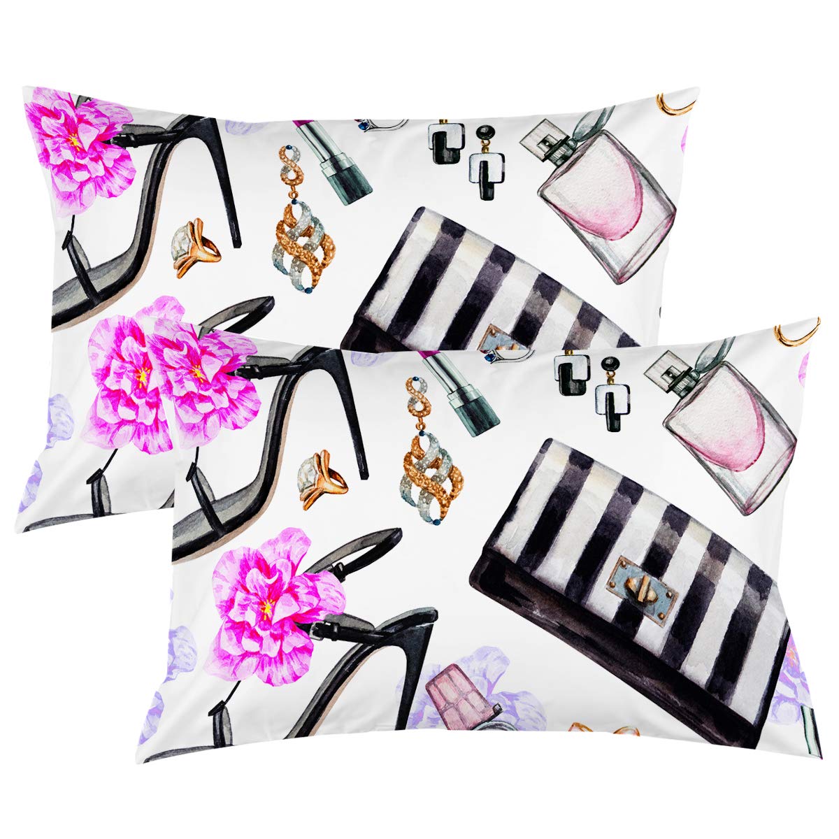 Stylish ARIGHTEX Women's Makeup & Beauty Themed Throw Pillow Covers - Set of 2 (20