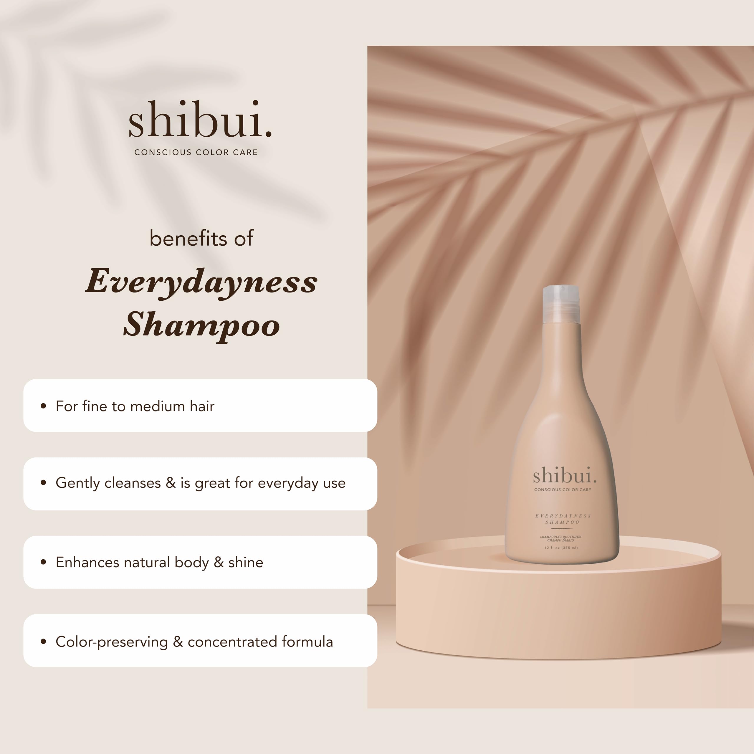 Shibui Everydayness Shampoo and Conditioner Set - Gentle Daily Cleansing for Fine to Medium Hair - Adds Softness & Shine - 12 Fl Oz Each - Perfect for Home, Travel & Salon Use
