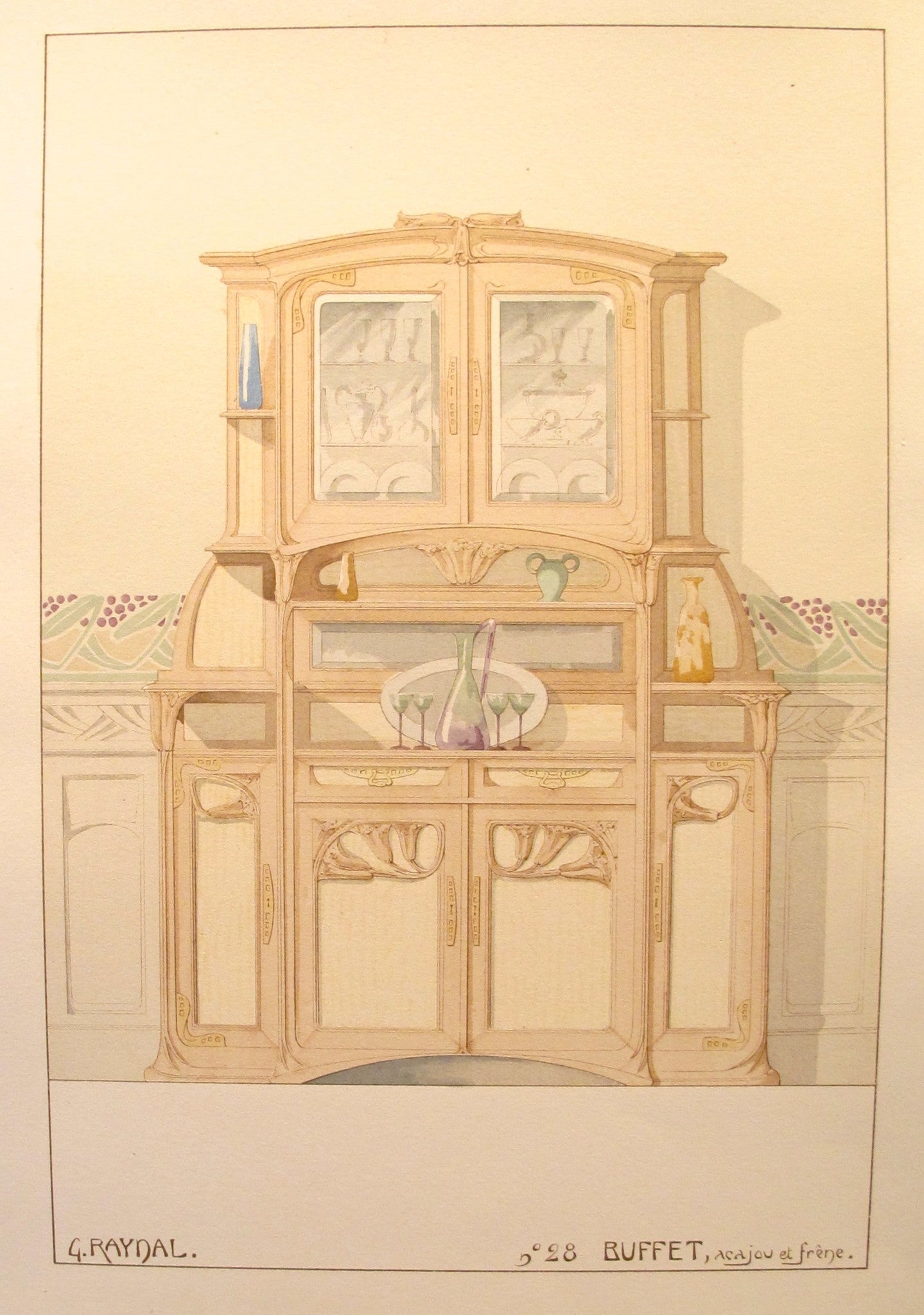 1900 French Art Nouveau Interior Design Print - Plate 28 Buffet by G. Raynal | Vintage Home Decor & Wall Art for Living Room, Dining Room, Office