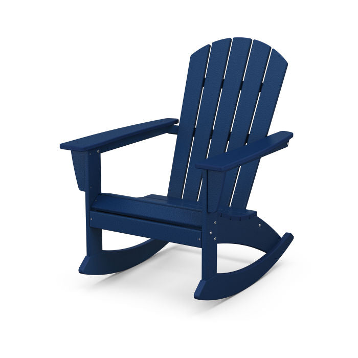 POLYWOOD Nautical Adirondack Rocking Chair - All-Weather Outdoor Rocking Chair for Patio, Deck, Garden & Beach - Durable & Comfortable Furniture