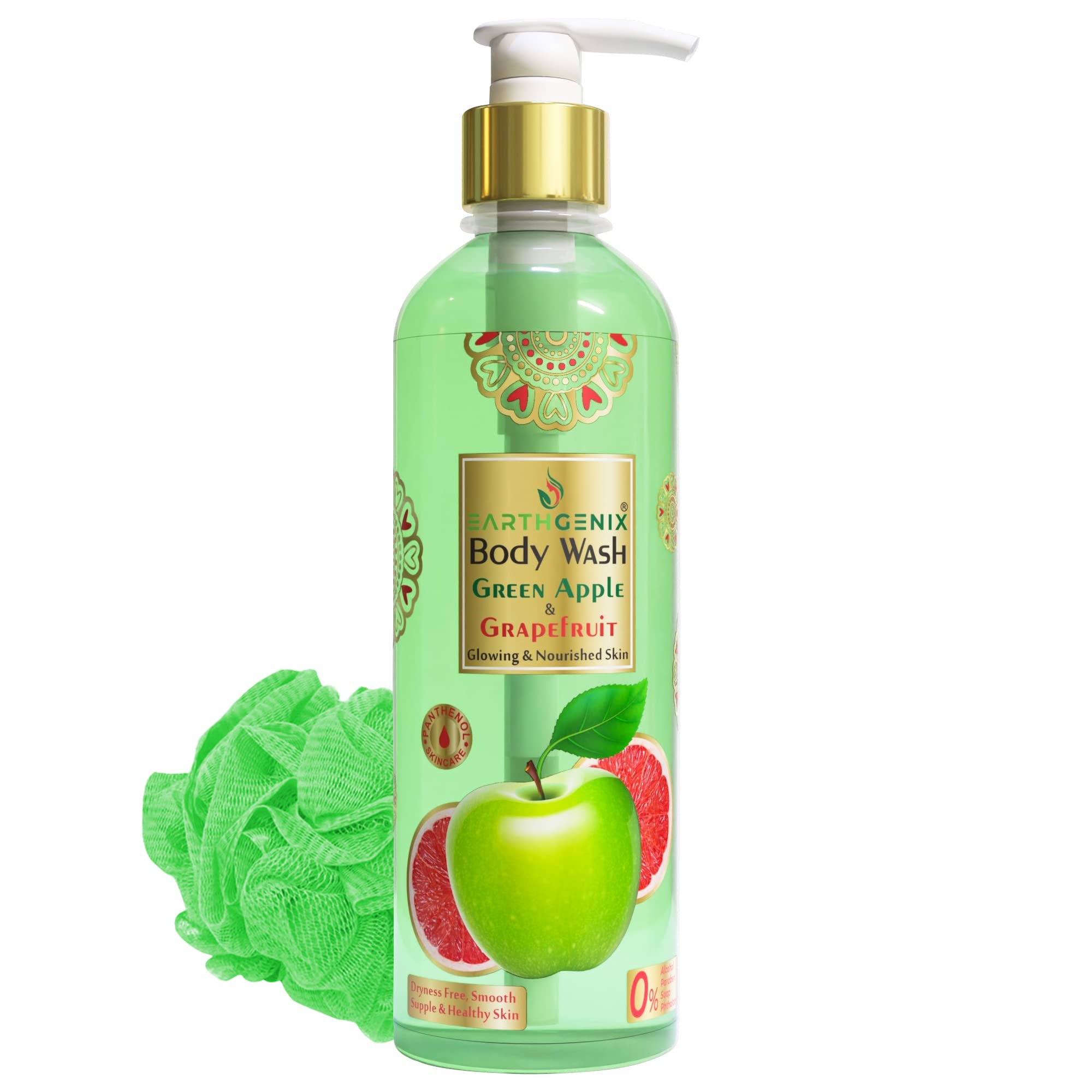 Earthgenix Green Apple & Grapefruit Body Wash 500ml - Moisturizing & Nourishing Shower Gel for All Skin Types, Men & Women - pH Balanced, Sulfate-Free for Glowing Skin - Perfect for Daily Shower & Spa Relaxation