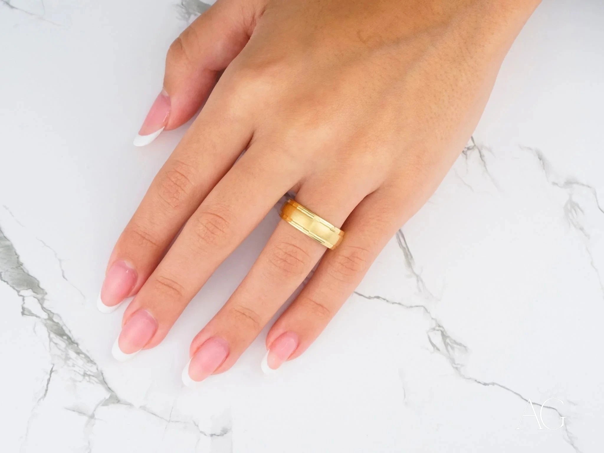 Golden Fortress Wedding Band for Men - 14K Yellow Gold Comfort Fit Ring - Elegant & Durable Wedding Band for Groom, Engagement, Anniversary, or Gift