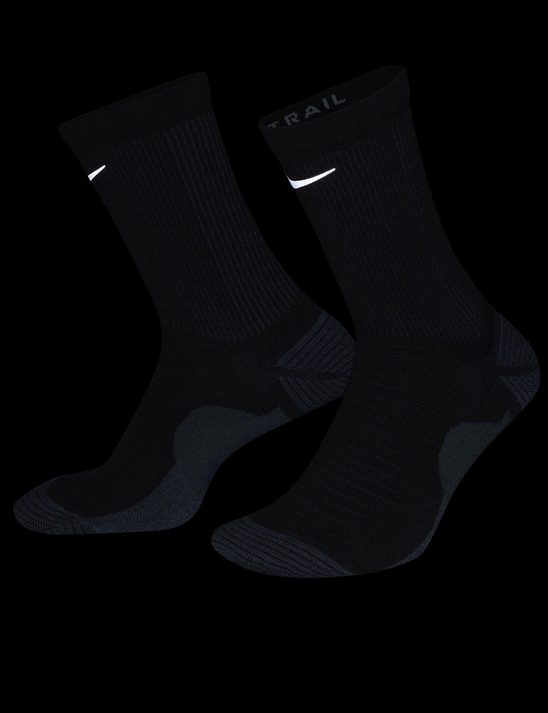 Trail Running Crew Socks - Moisture Wicking & Cushioned Hiking Socks for Men & Women (Black/Anthracite/Reflective Silver) - Perfect for Outdoor Adventures, Hiking & Trail Running
