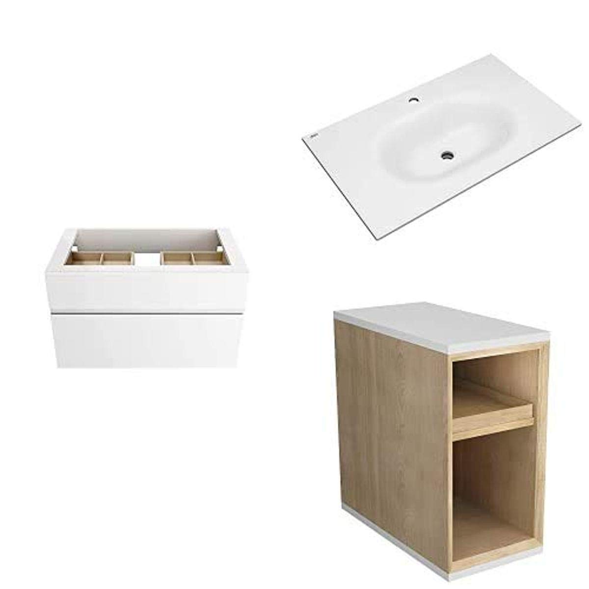 American Standard 8726033.020 Studio 33-inch Double-Drawer Bathroom Vanity Set - White Finish with Center Hole Vanity Top & Double Sink, Legless Design for Modern Bathrooms | Perfect for Master Bath, Guest Bath & Small Space Remodels