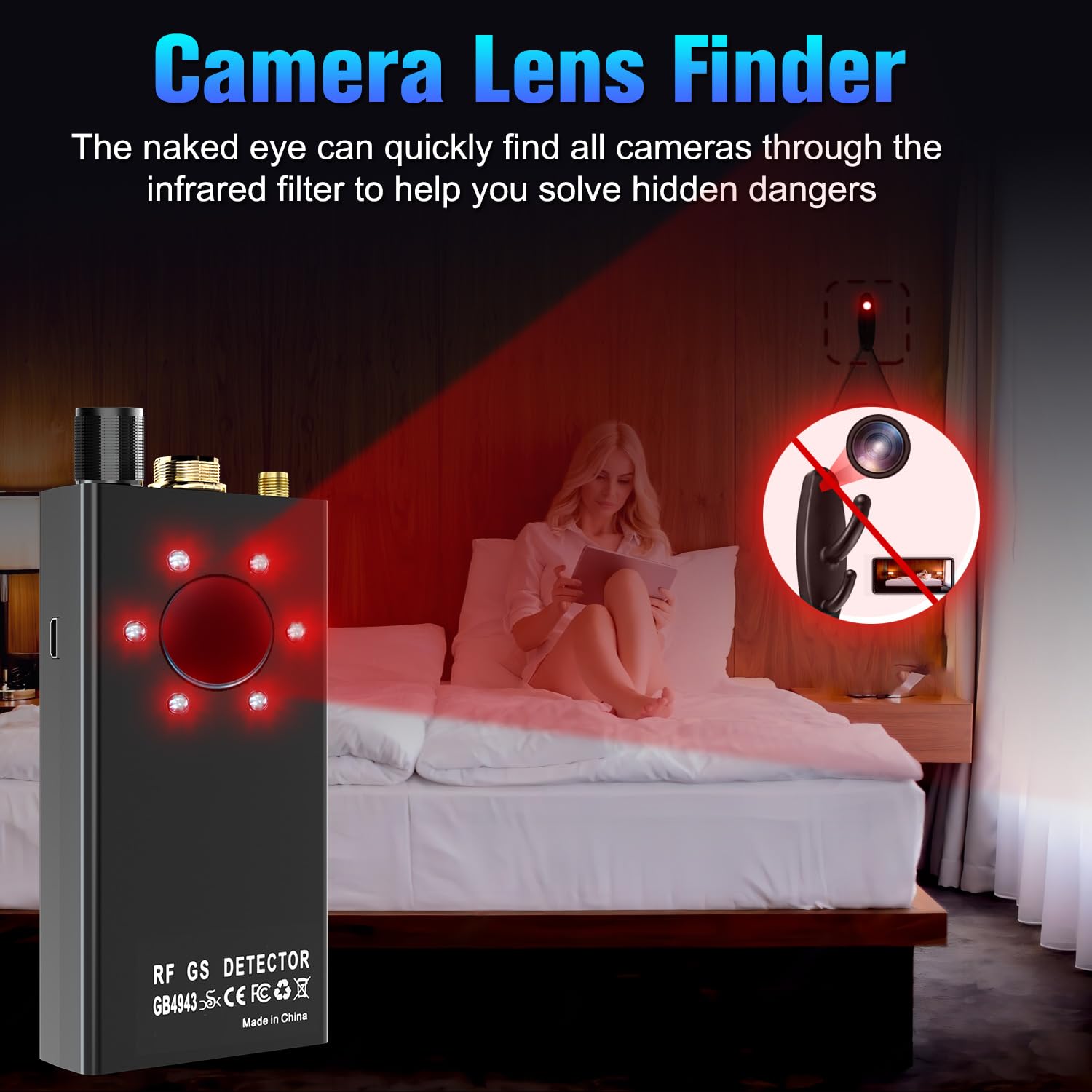 Siteedan Hidden Camera Detector & Anti Spy Device - Professional GPS Tracker Finder, Wireless Bug Detector for Home, Office, Hotel & Car Security - Perfect for Travel, Business Meetings & Personal Privacy Protection