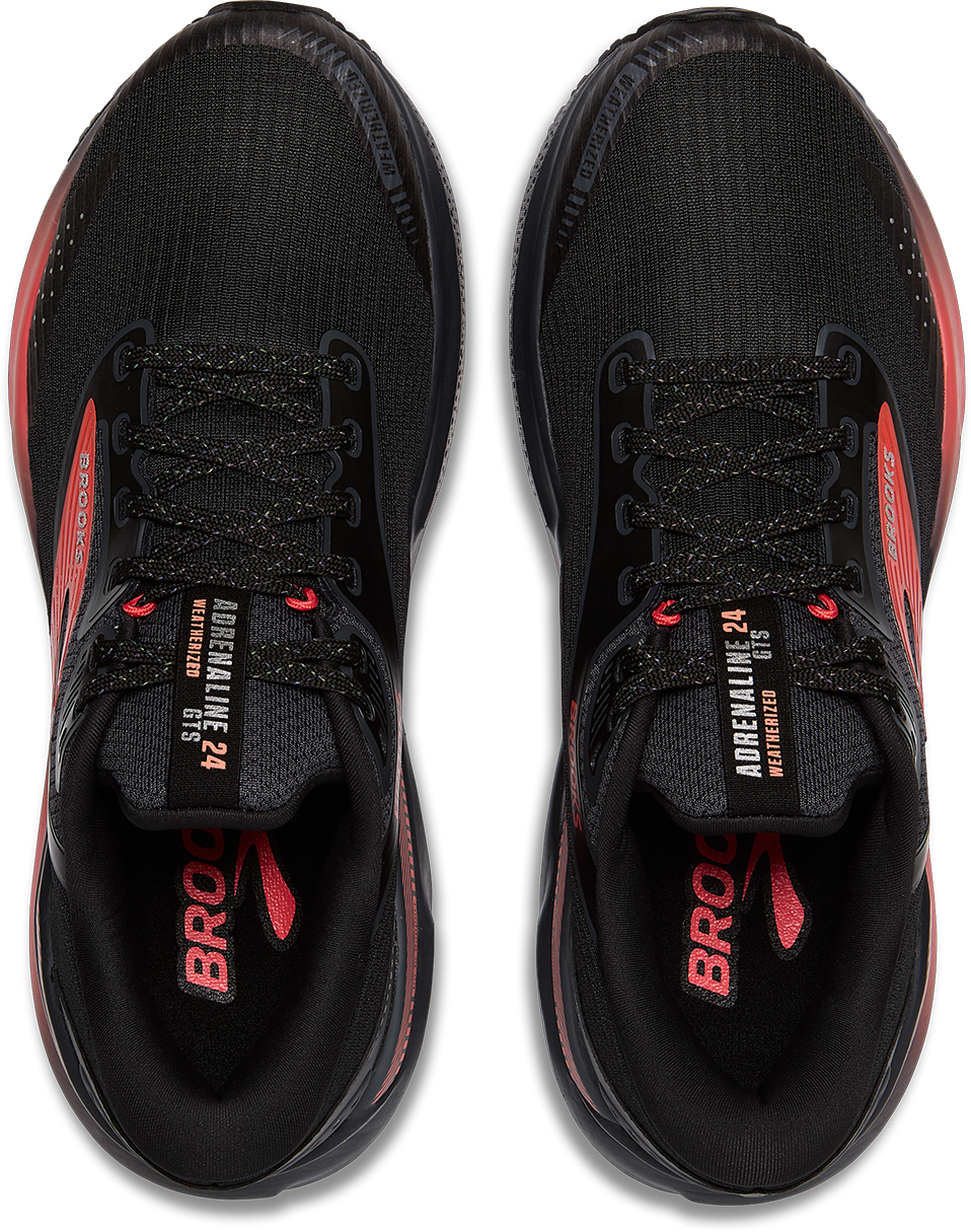 Women's Adrenaline 24 Weatherized Running Shoes - Black/Ebony/Hot Coral - Lightweight Waterproof Trail Running Sneakers for Women, Perfect for Hiking, Jogging & Outdoor Activities