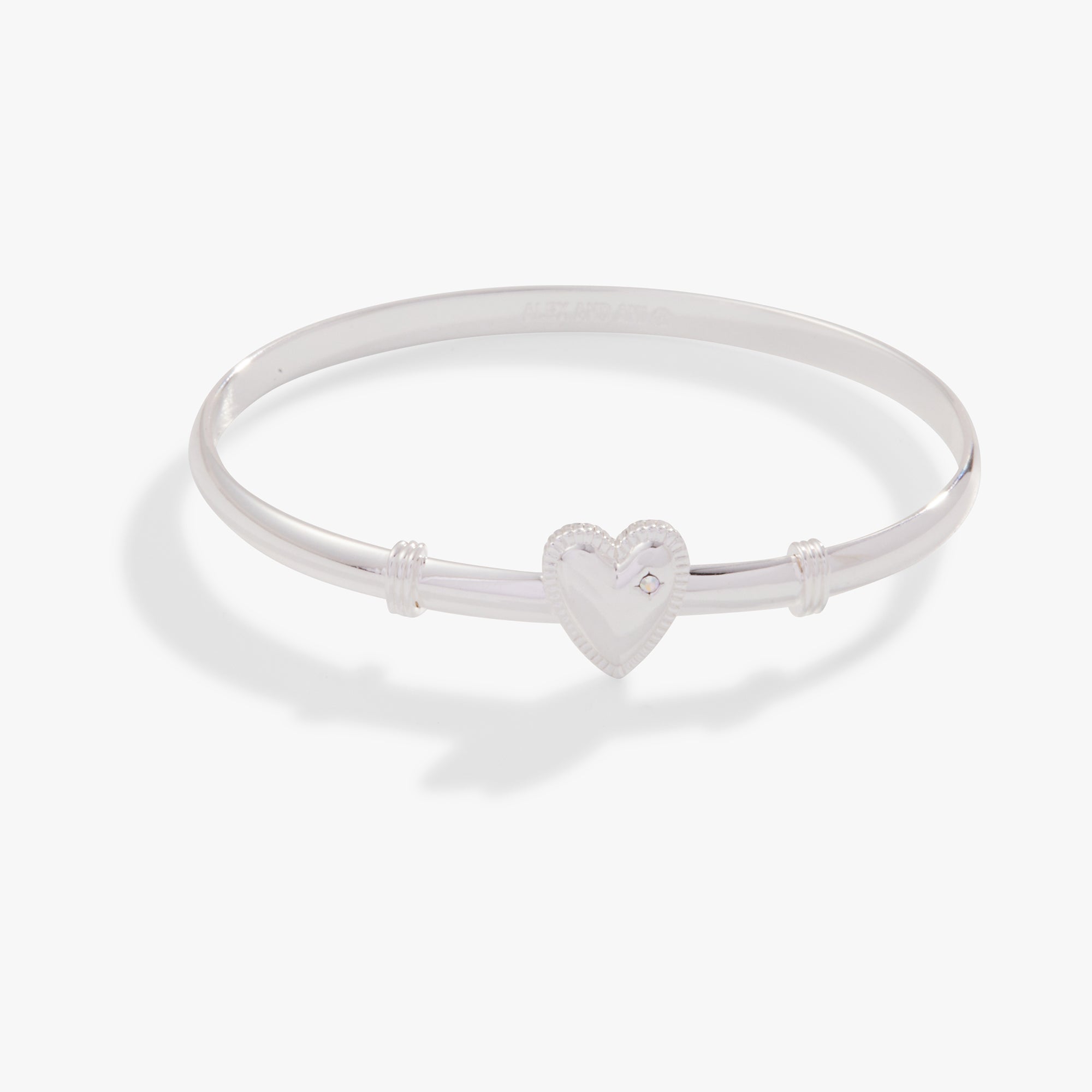 Heart Clip Bangle Bracelet - Adjustable Silver-Tone Cuff Bracelet for Women | Perfect for Valentine's Day, Anniversary Gifts & Everyday Wear