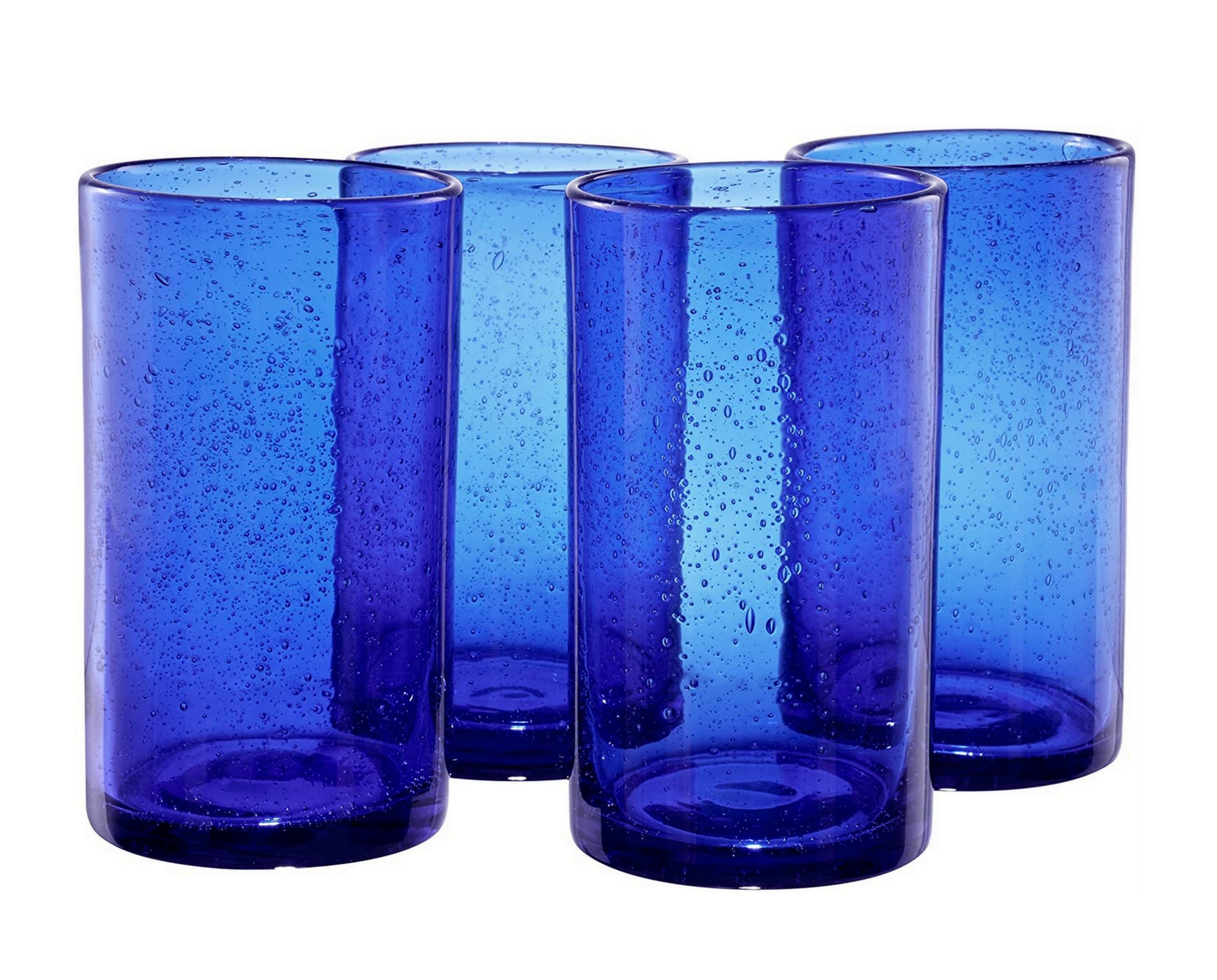 Artland Iris Highball Glasses Set of 4 - Cobalt Blue Crystal Clear Drinking Glasses for Cocktails, Iced Tea & Beverages - Perfect for Home Bar, Parties & Gift Giving