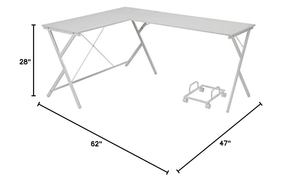 BOWERY HILL Modern White Computer Desk - Home Office Workstation for Small Spaces & Remote Work