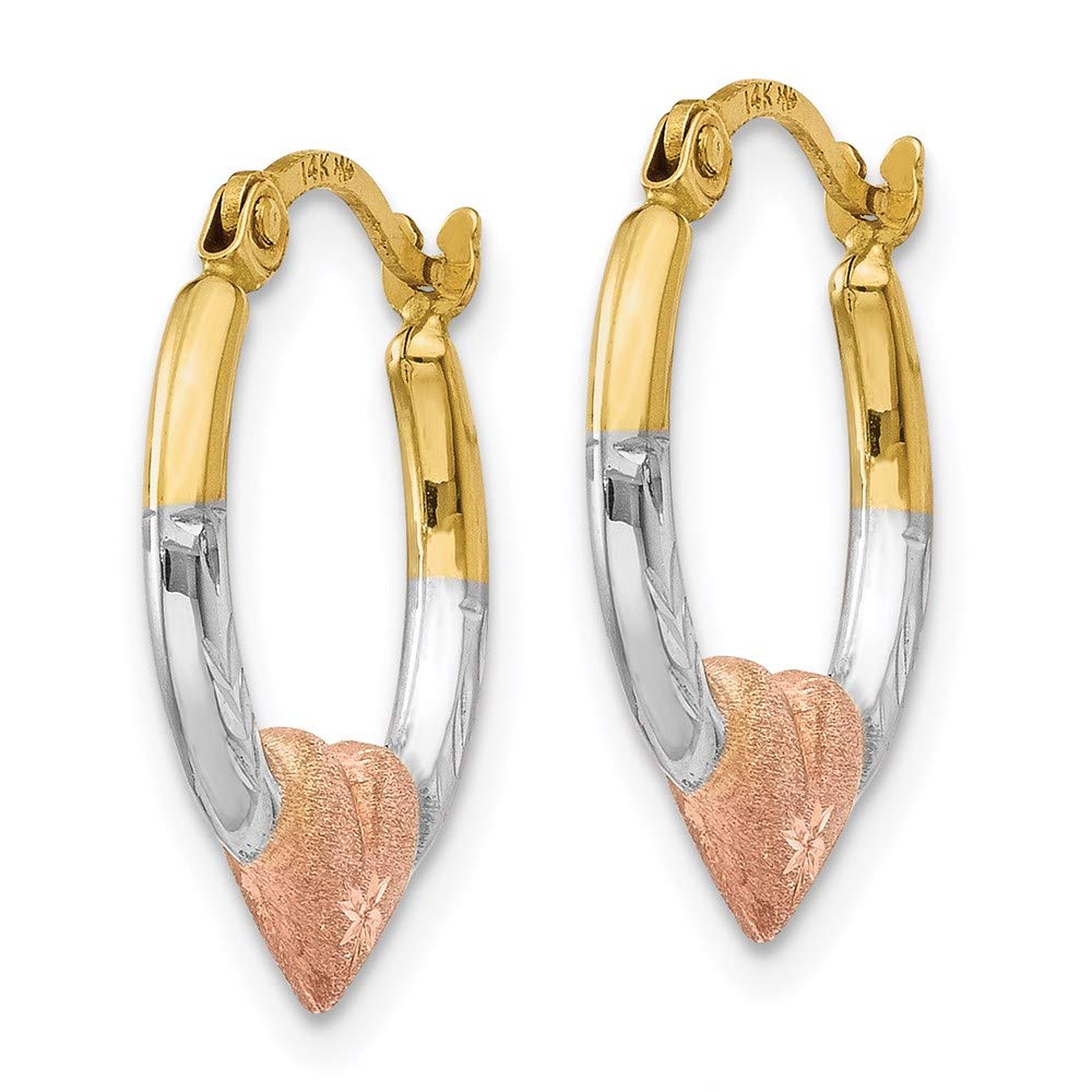 14K Gold Heart Shaped Hoop Earrings for Women - Real 14K Rose, White & Yellow Gold or Tri-Color Gold | Valentine's Day Gift, Anniversary Present, Birthday Jewelry | Perfect for Date Night, Wedding & Special Occasions