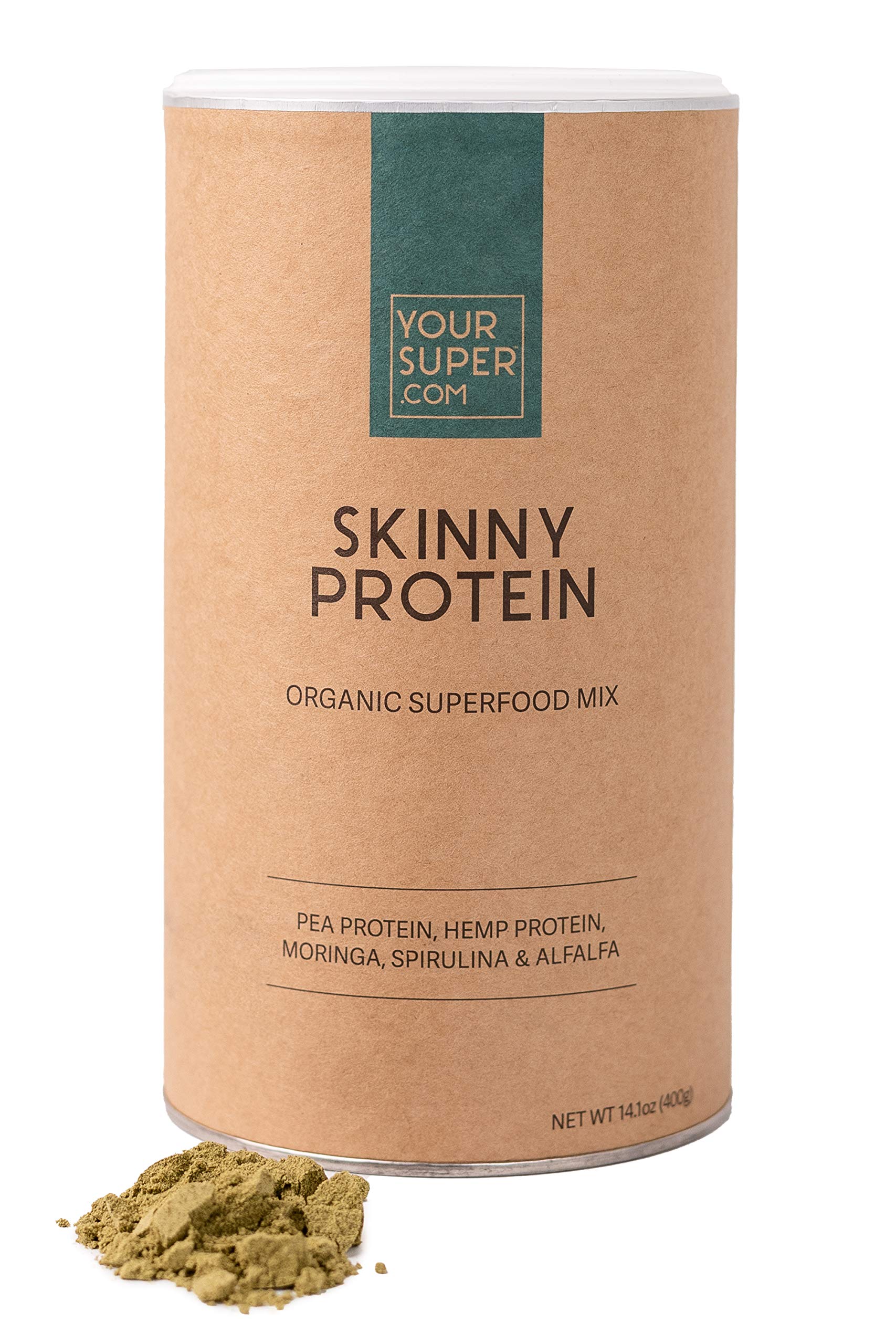 Your Super Skinny Protein Superfood Powder - Low Carb Plant-Based Protein Powder with Essential Amino Acids | Pea Protein, Hemp Protein, Organic Spirulina, Moringa, Alfalfa | 26 Servings | Perfect for Post-Workout Recovery & Healthy Weight Management