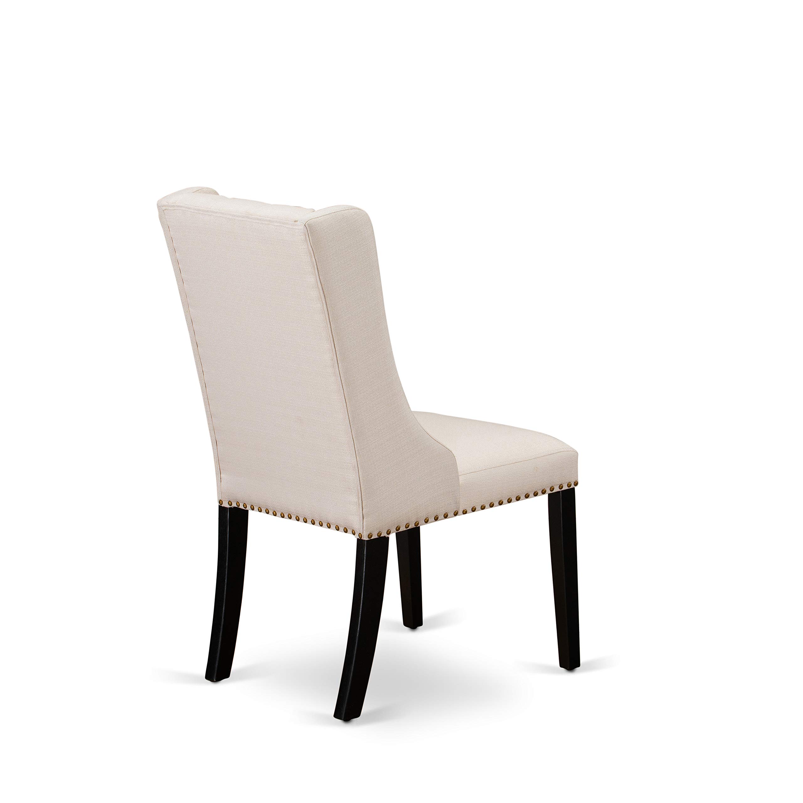 East West Furniture 3 Piece Dining Room Table Set - Rectangle Kitchen Table with Butterfly Leaf & 2 Cream Linen Fabric Parson Chairs, 32x54 Inch, Black - Perfect for Small Spaces, Breakfast Nooks & Cozy Family Meals