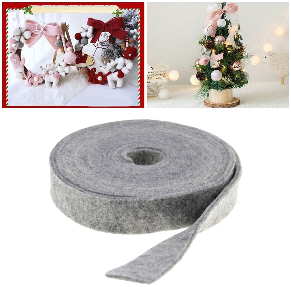 1 Roll Wool Felt Ribbon Belt - DIY Craft Felt Tape for Christmas Decorations, Wedding Bands, Home Sewing Projects & Patchwork - Gray Felt Strips for Costume Making, Gift Wrapping & Scrapbooking