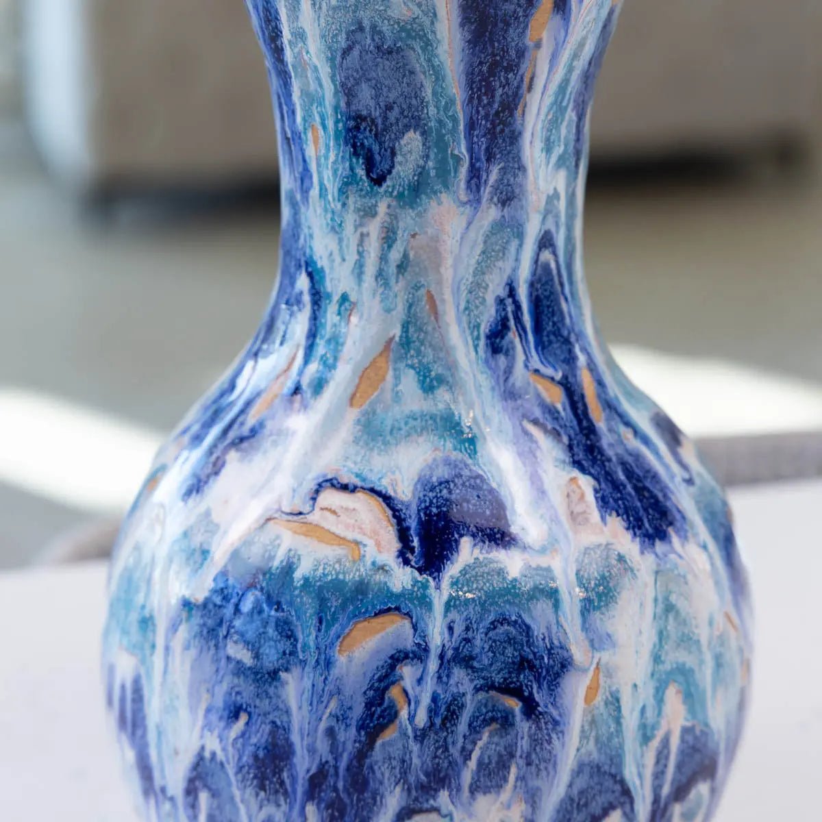 XXL Stoneware Decorative Vase - Ocean Cascade Design (Alchemy Collection) - Large Handcrafted Ceramic Vase for Home Decor, Living Room Centerpiece, Wedding & Event Decoration
