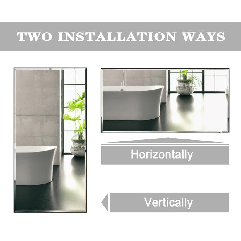 Modern Black Aluminum Framed Beveled Wall Mirror - Sleek Home Decor for Living Room, Bedroom & Entryway - Shatter-Resistant Glass with Stylish Reflections