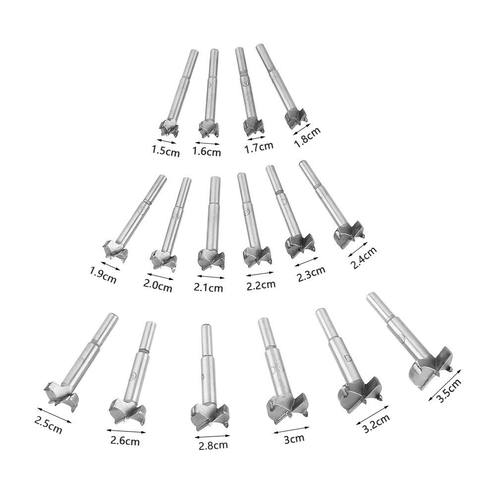 16pcs Tungsten Carbide Forstner Drill Bits Set - Premium Woodworking Tools for Wood, Plastic & Plywood - Perfect for Cabinetry, Furniture Making & DIY Projects